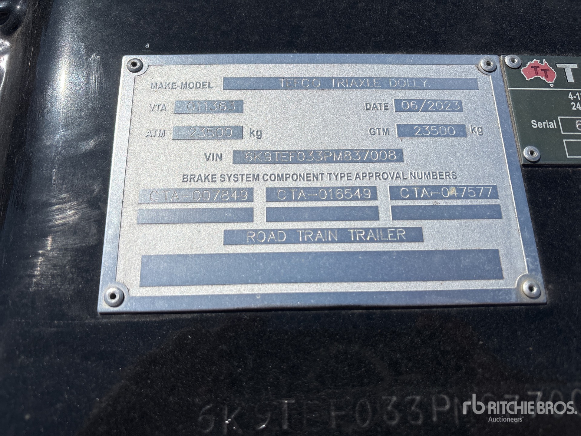 General Appearance with Serial Number / VIN