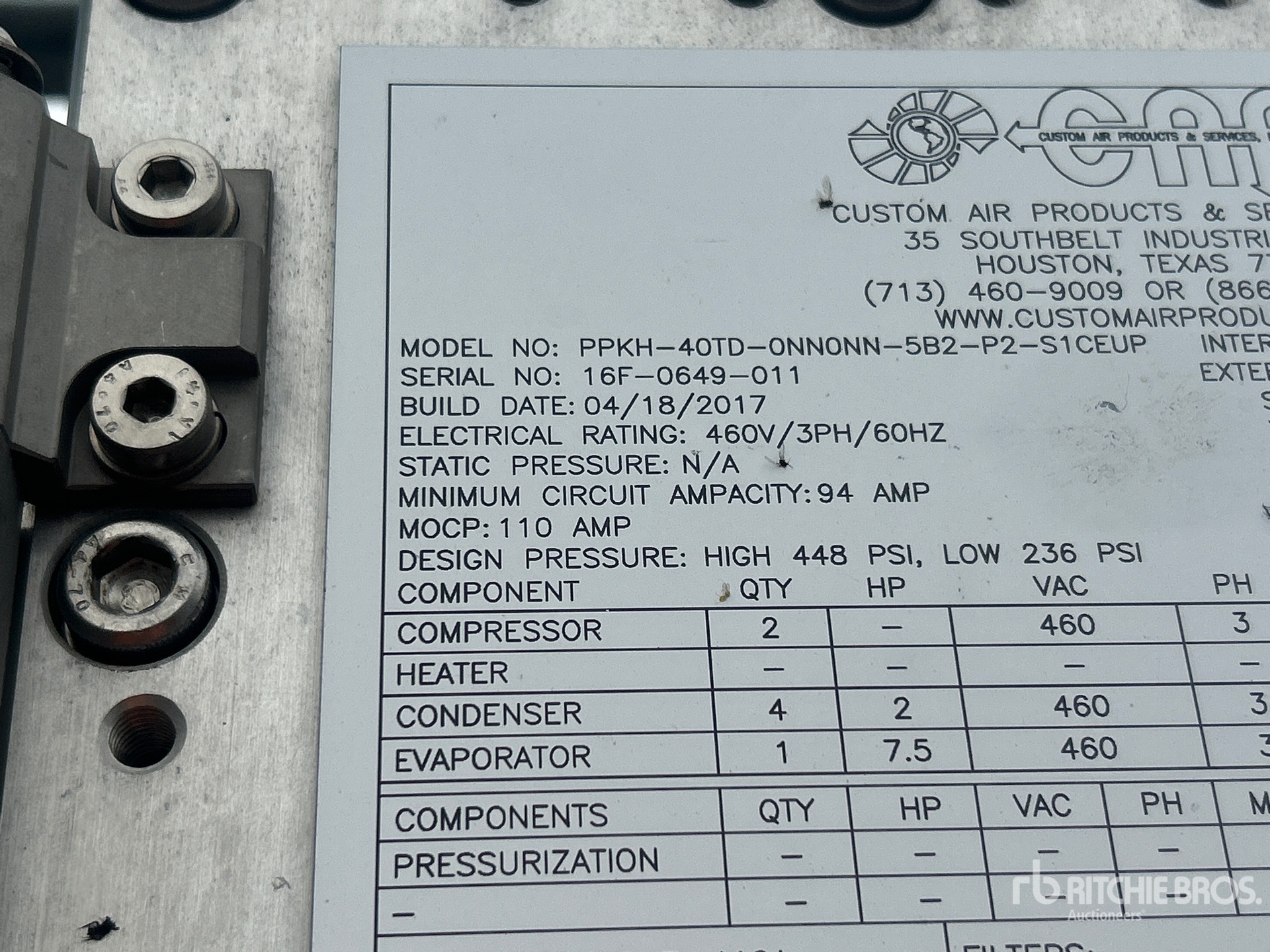 General Appearance with Serial Number / VIN