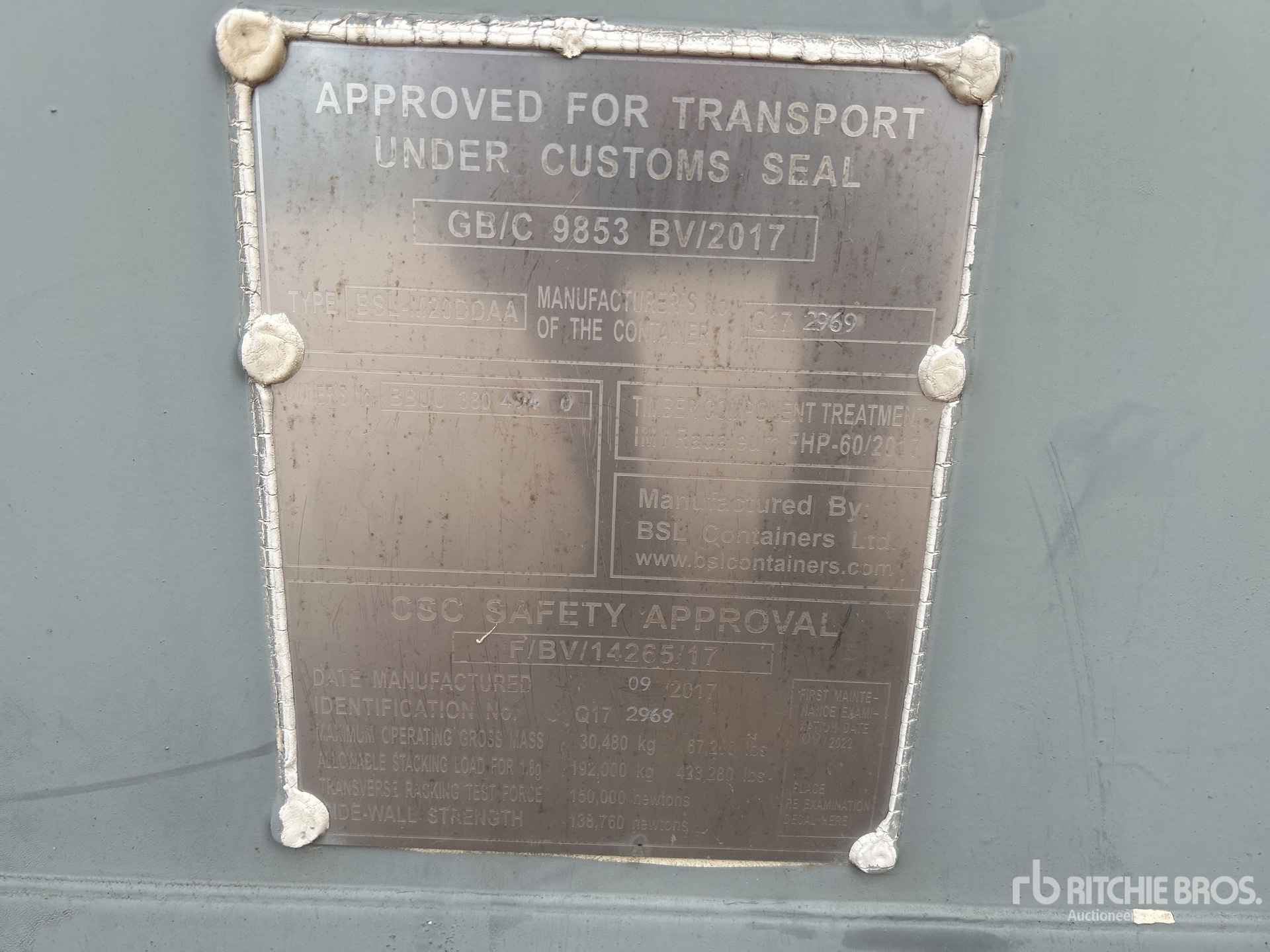 General Appearance with Serial Number / VIN