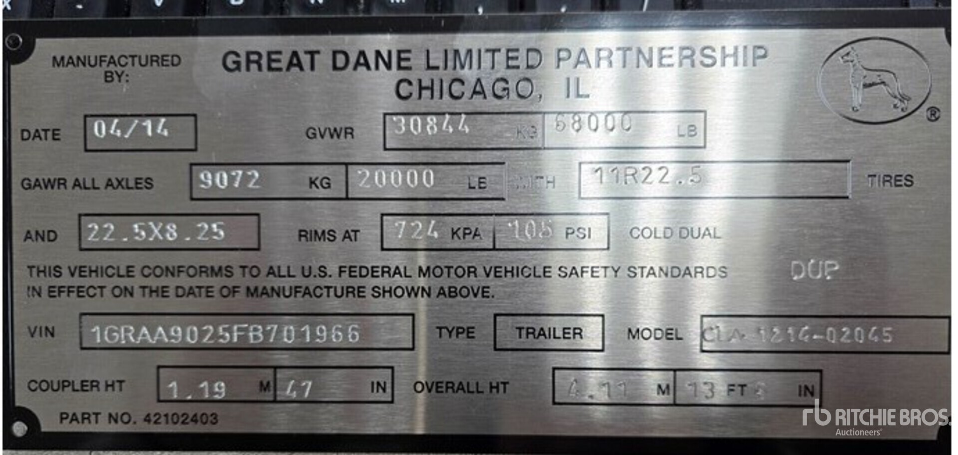 General Appearance with Serial Number / VIN