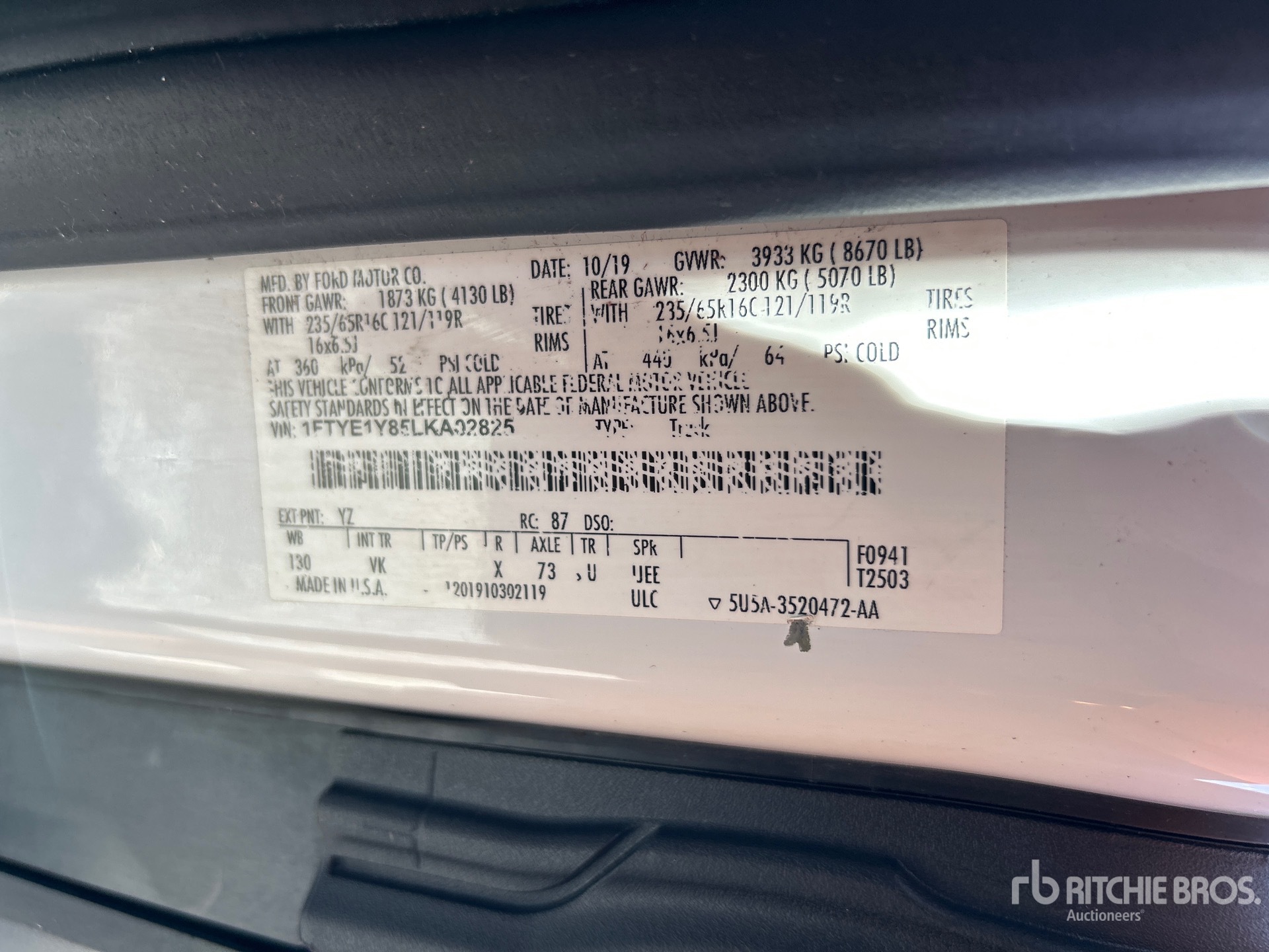 General Appearance with Serial Number / VIN