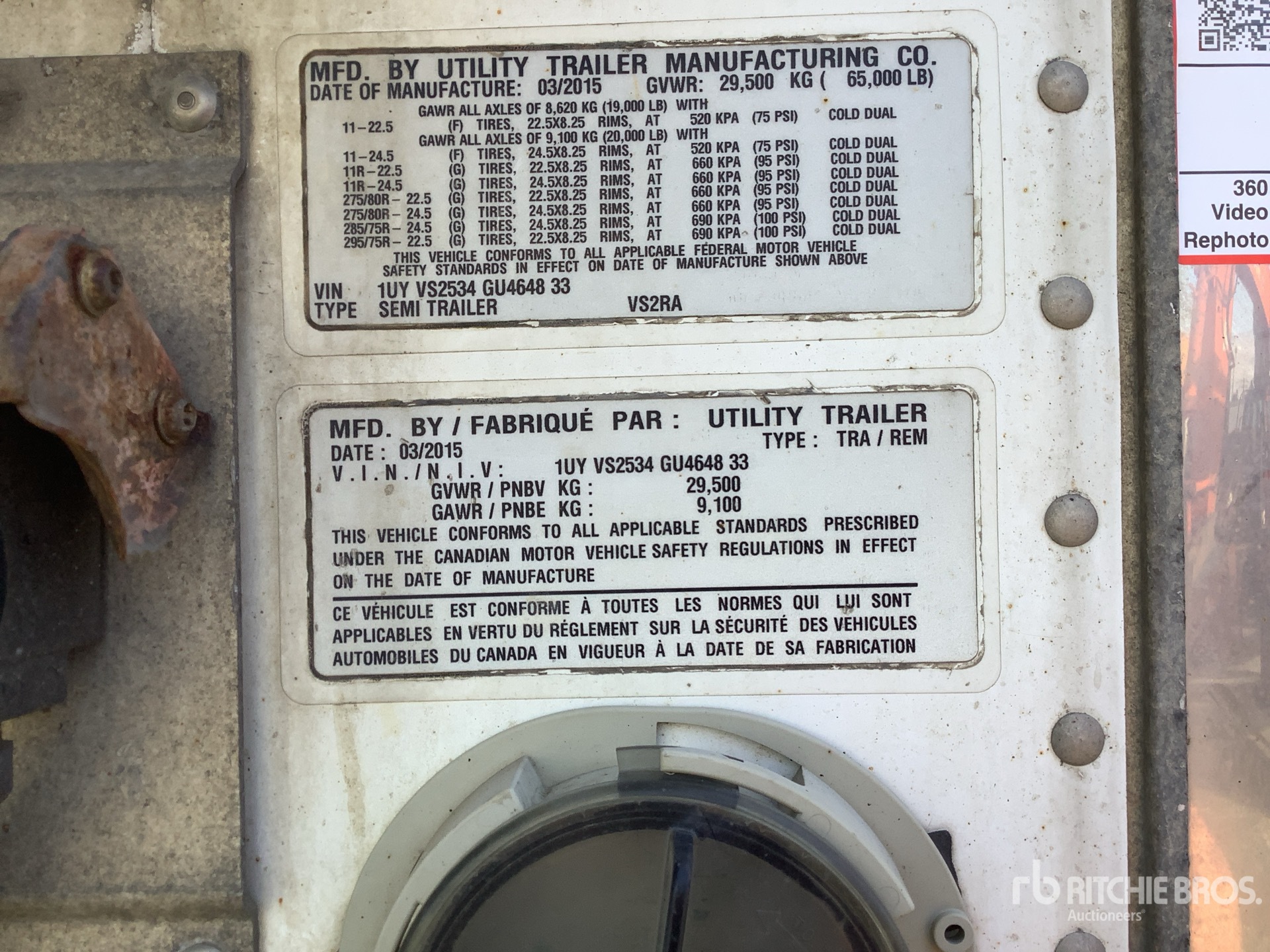 General Appearance with Serial Number / VIN