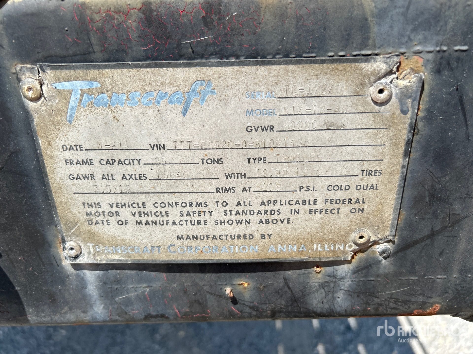 General Appearance with Serial Number / VIN
