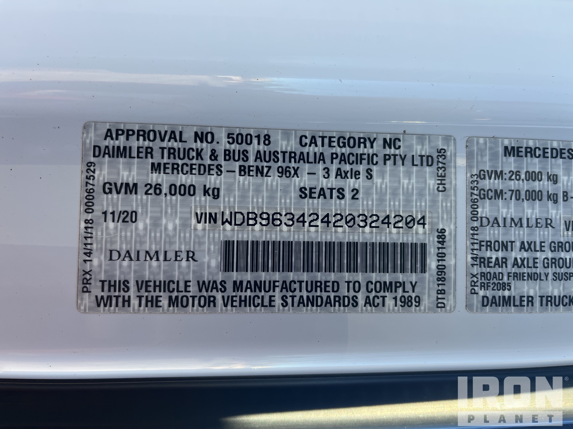 General Appearance with Serial Number / VIN