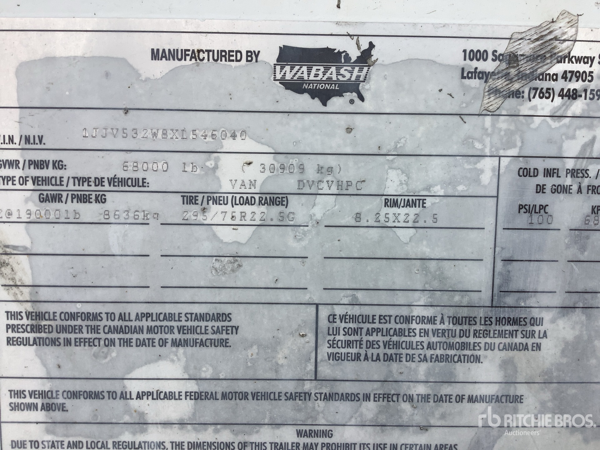 General Appearance with Serial Number / VIN
