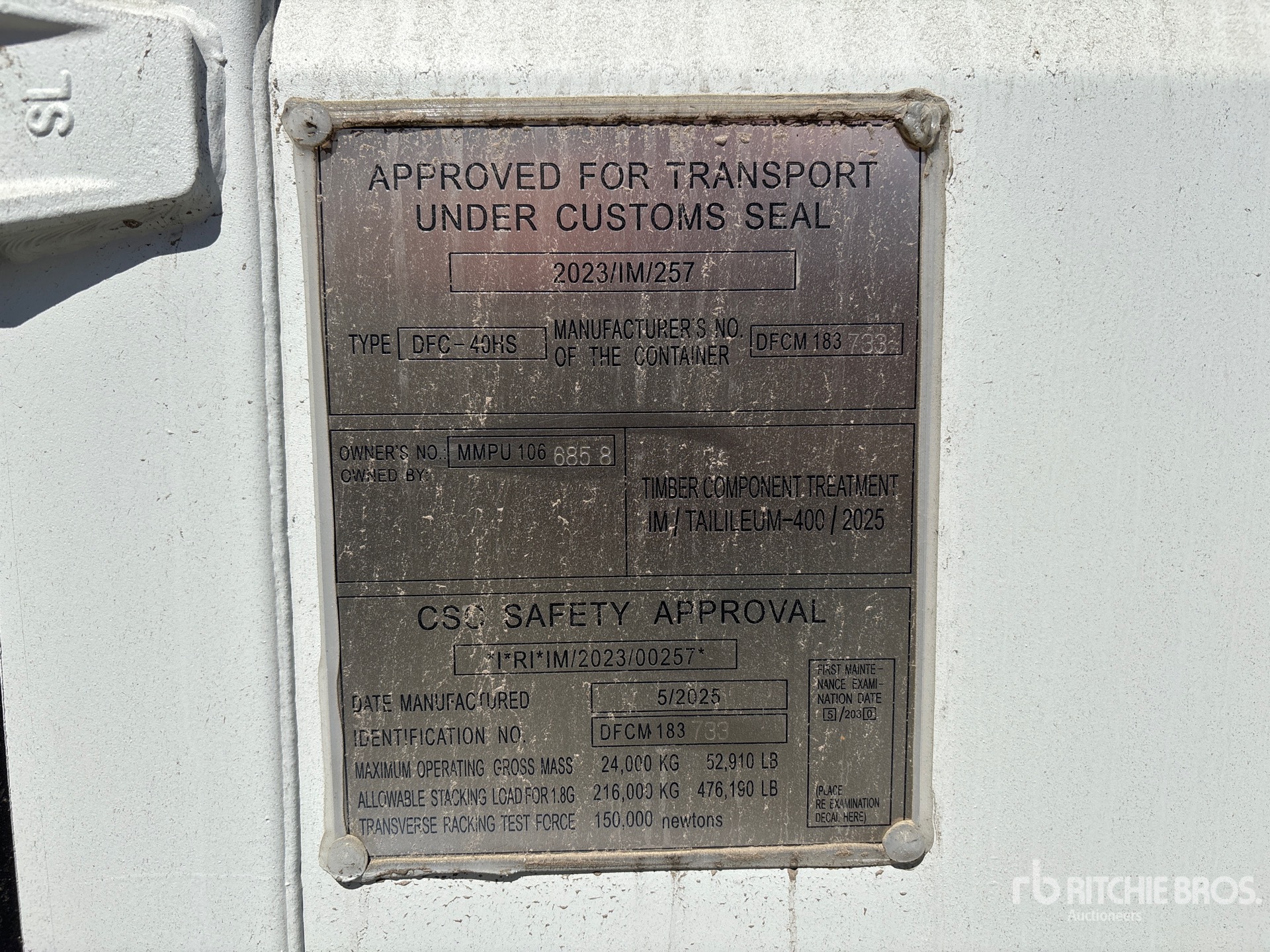 General Appearance with Serial Number / VIN