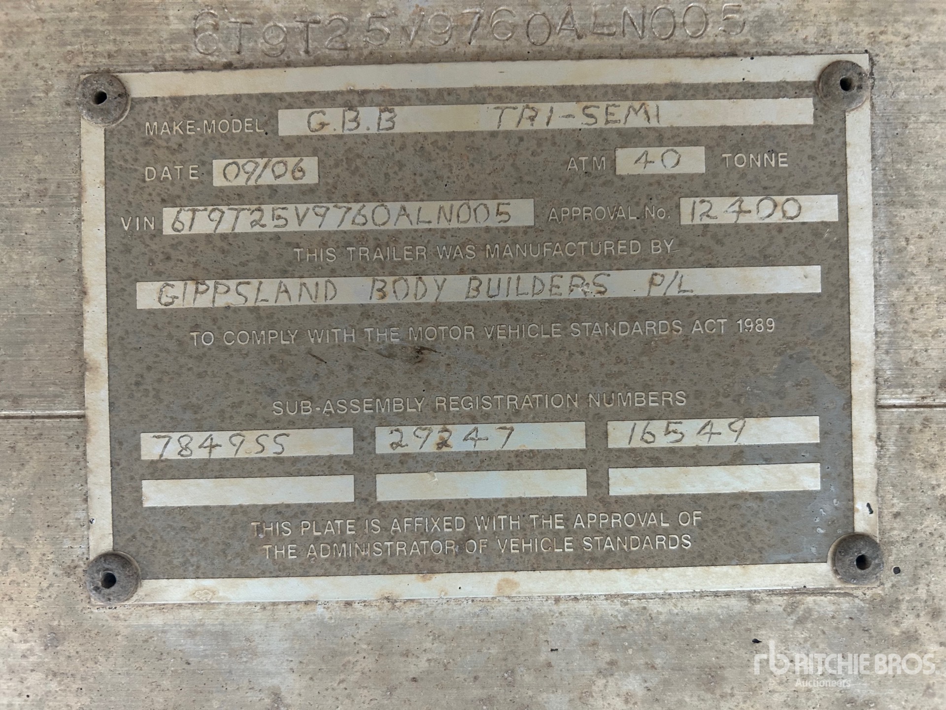 General Appearance with Serial Number / VIN