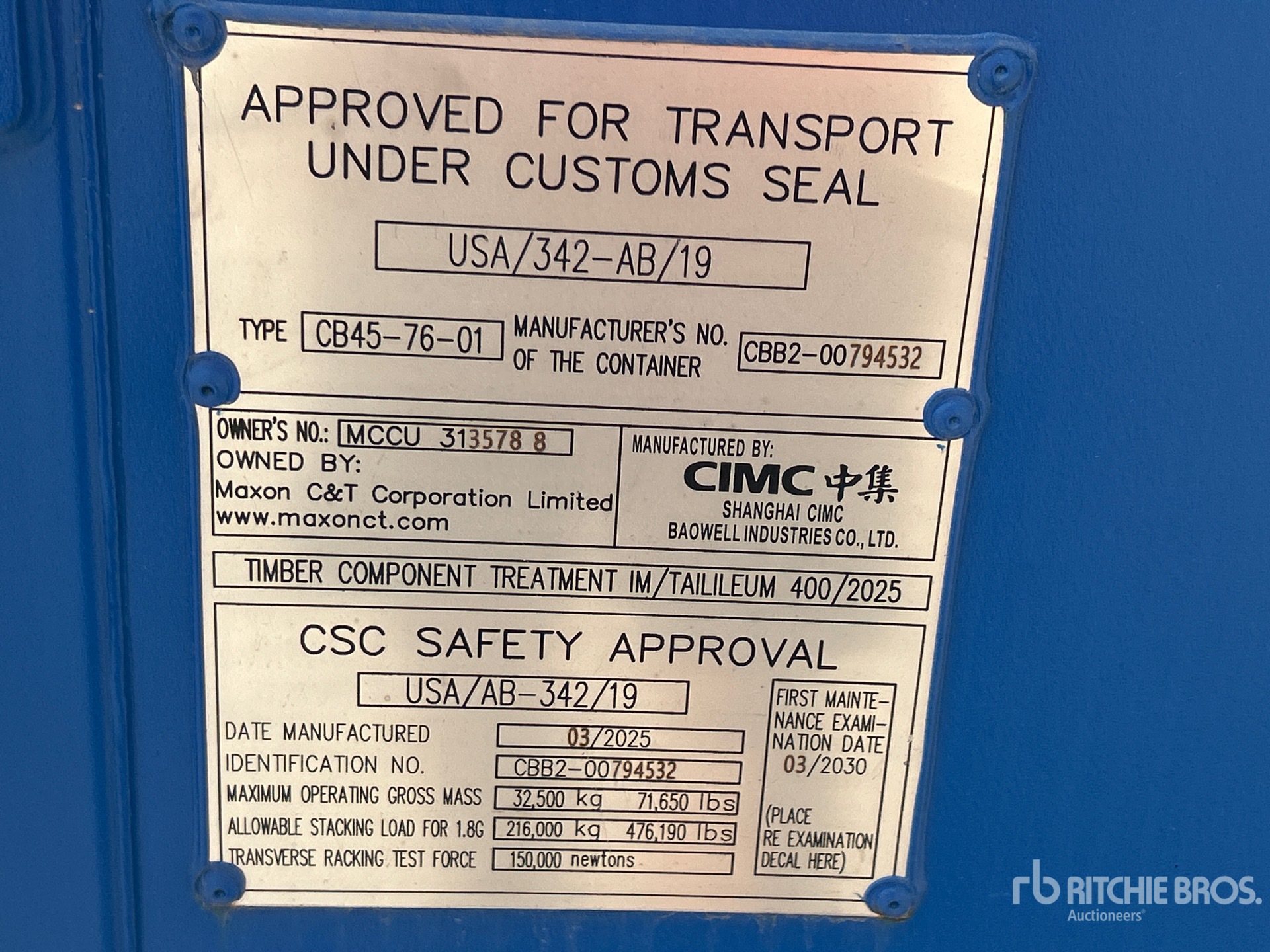 General Appearance with Serial Number / VIN