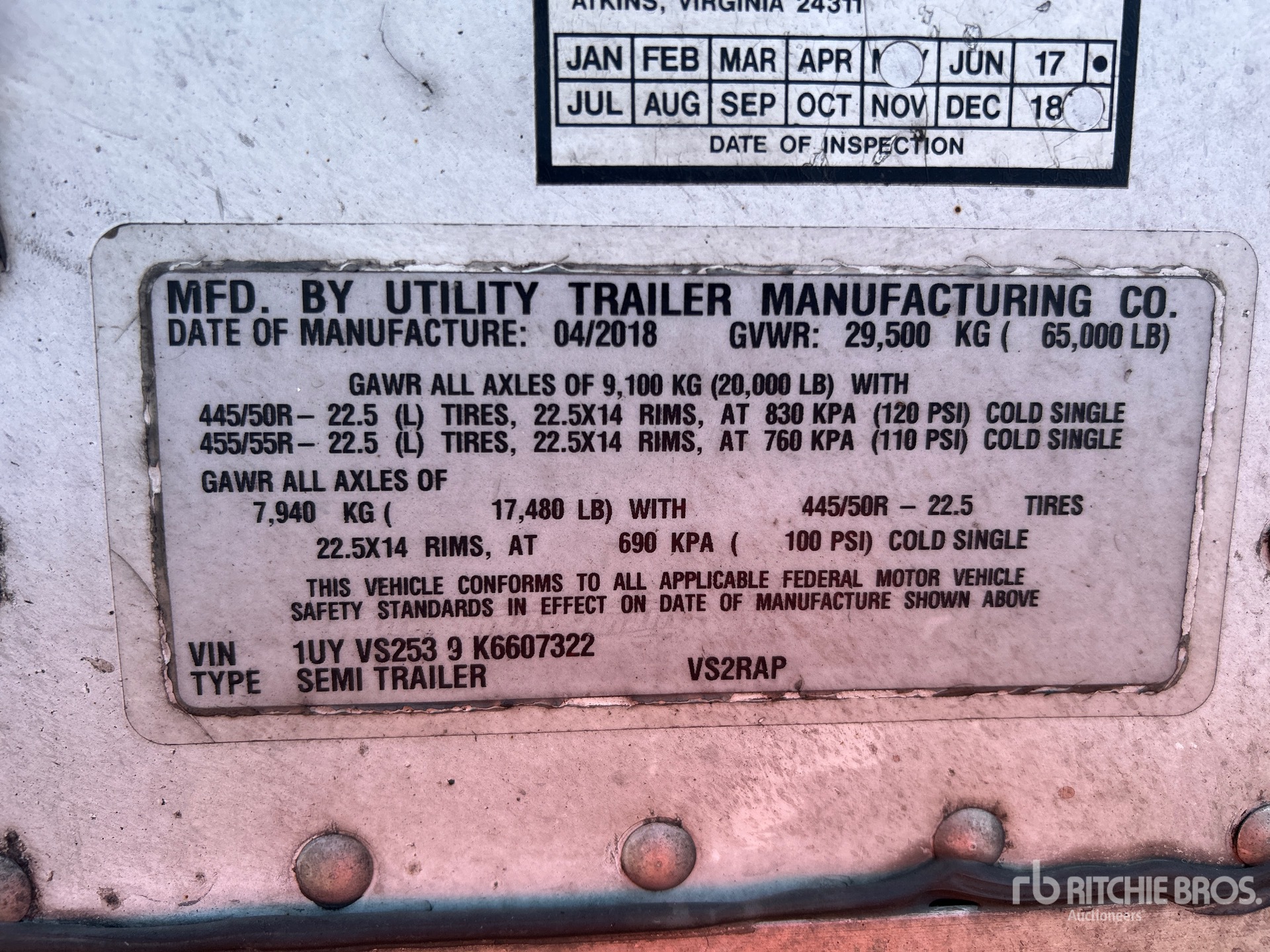 General Appearance with Serial Number / VIN