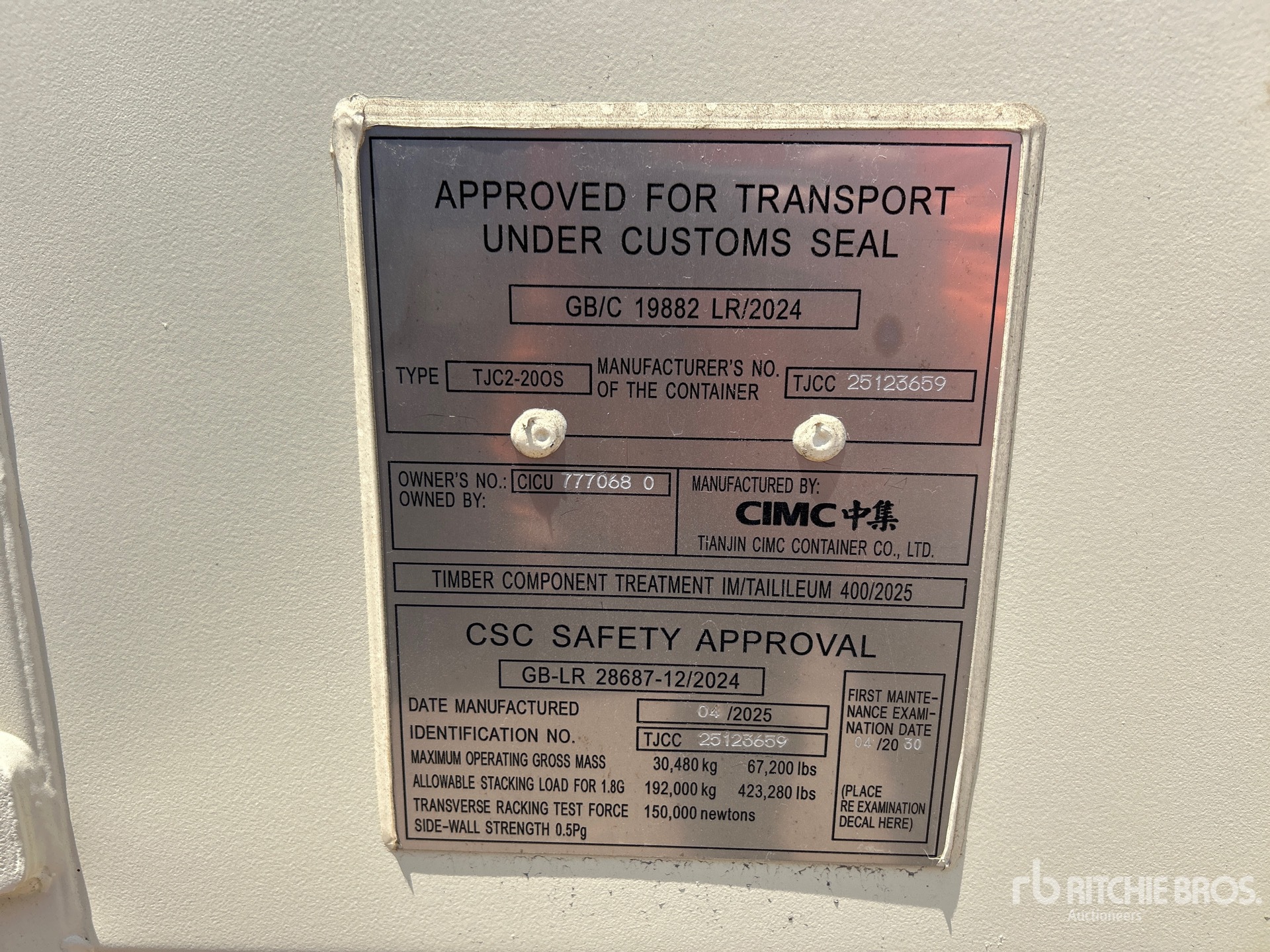 General Appearance with Serial Number / VIN
