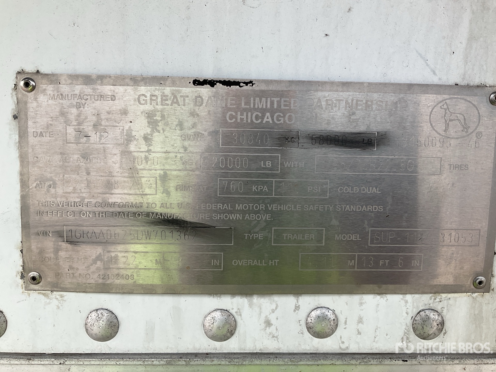General Appearance with Serial Number / VIN