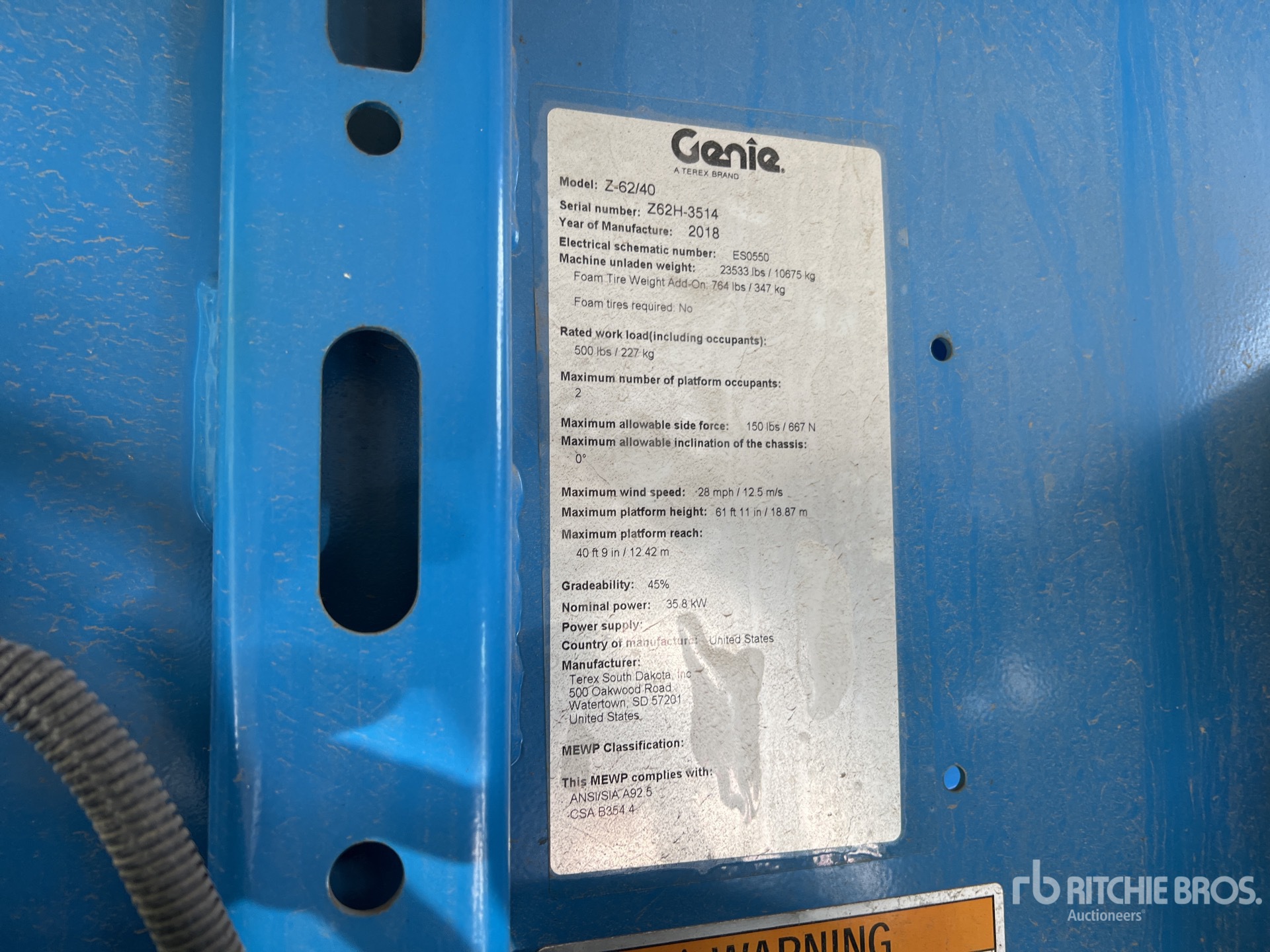 General Appearance with Serial Number / VIN