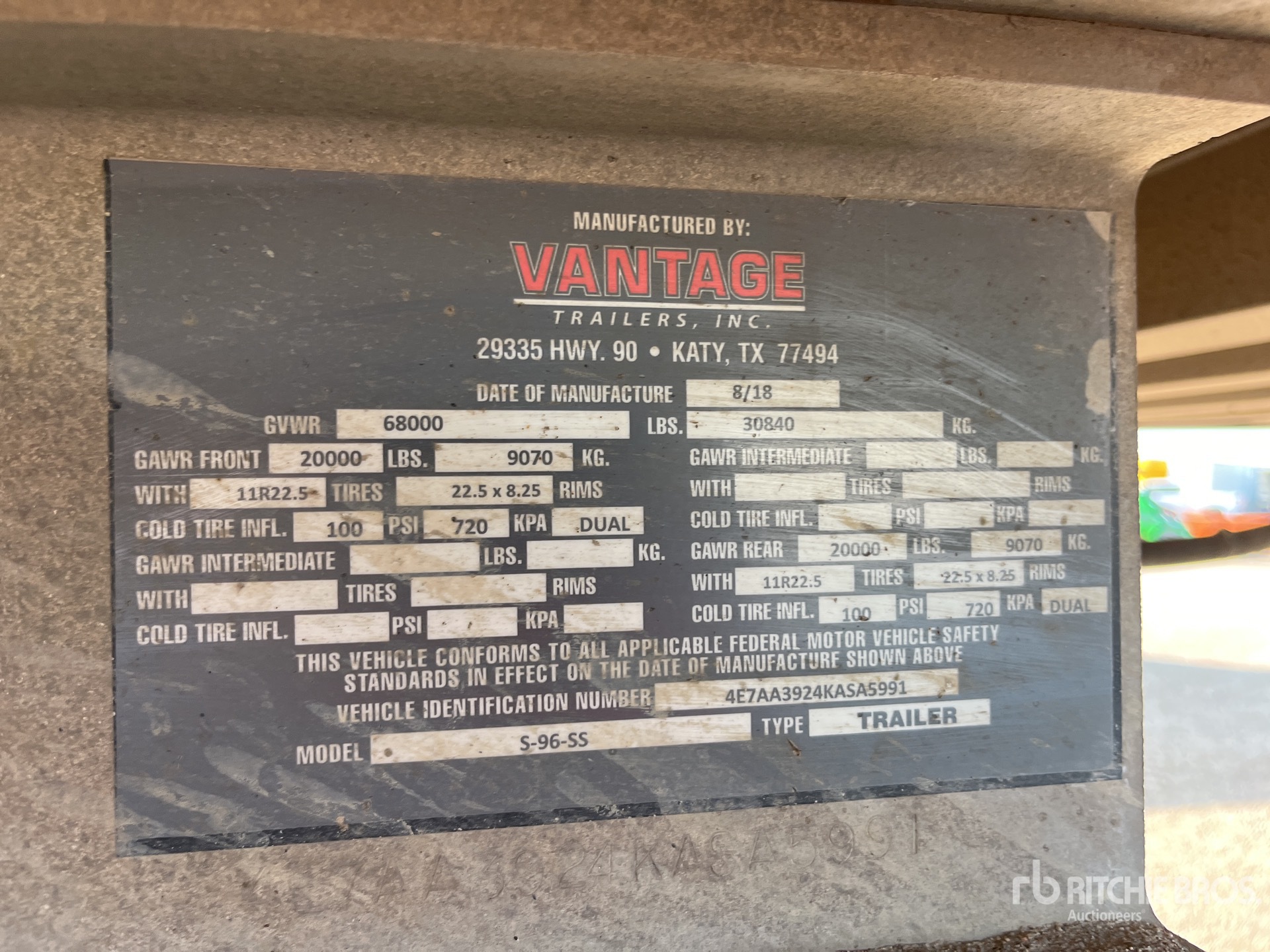 General Appearance with Serial Number / VIN