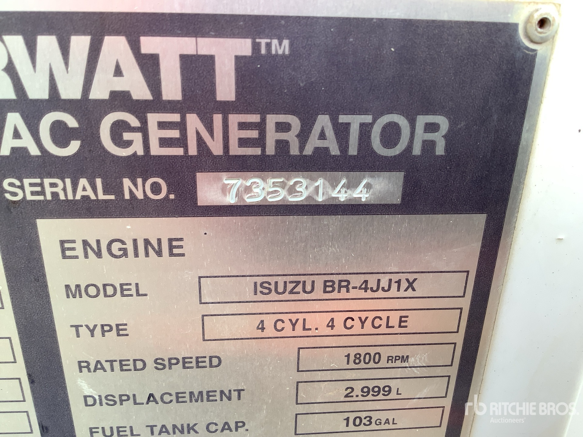 General Appearance with Serial Number / VIN