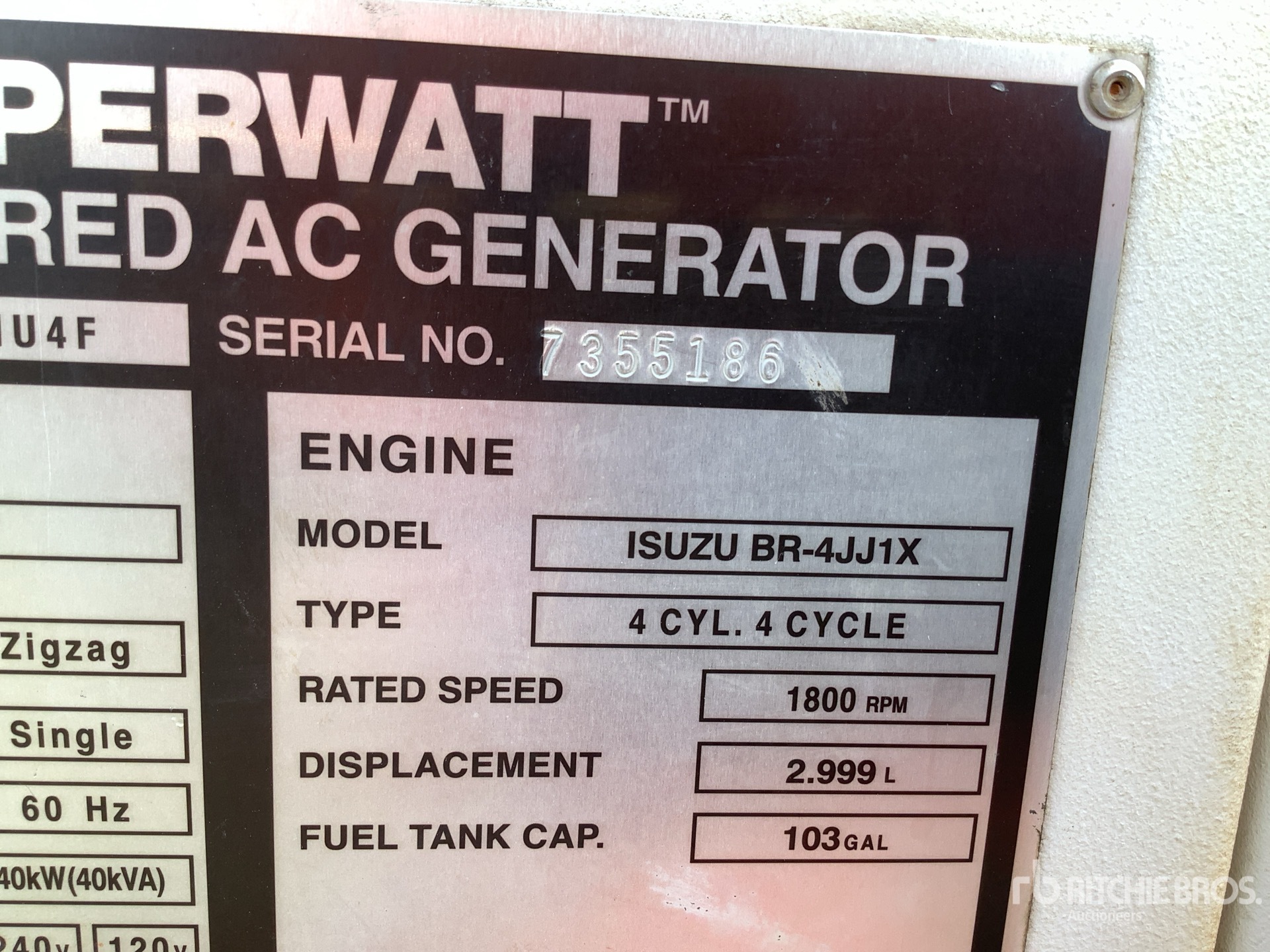 General Appearance with Serial Number / VIN