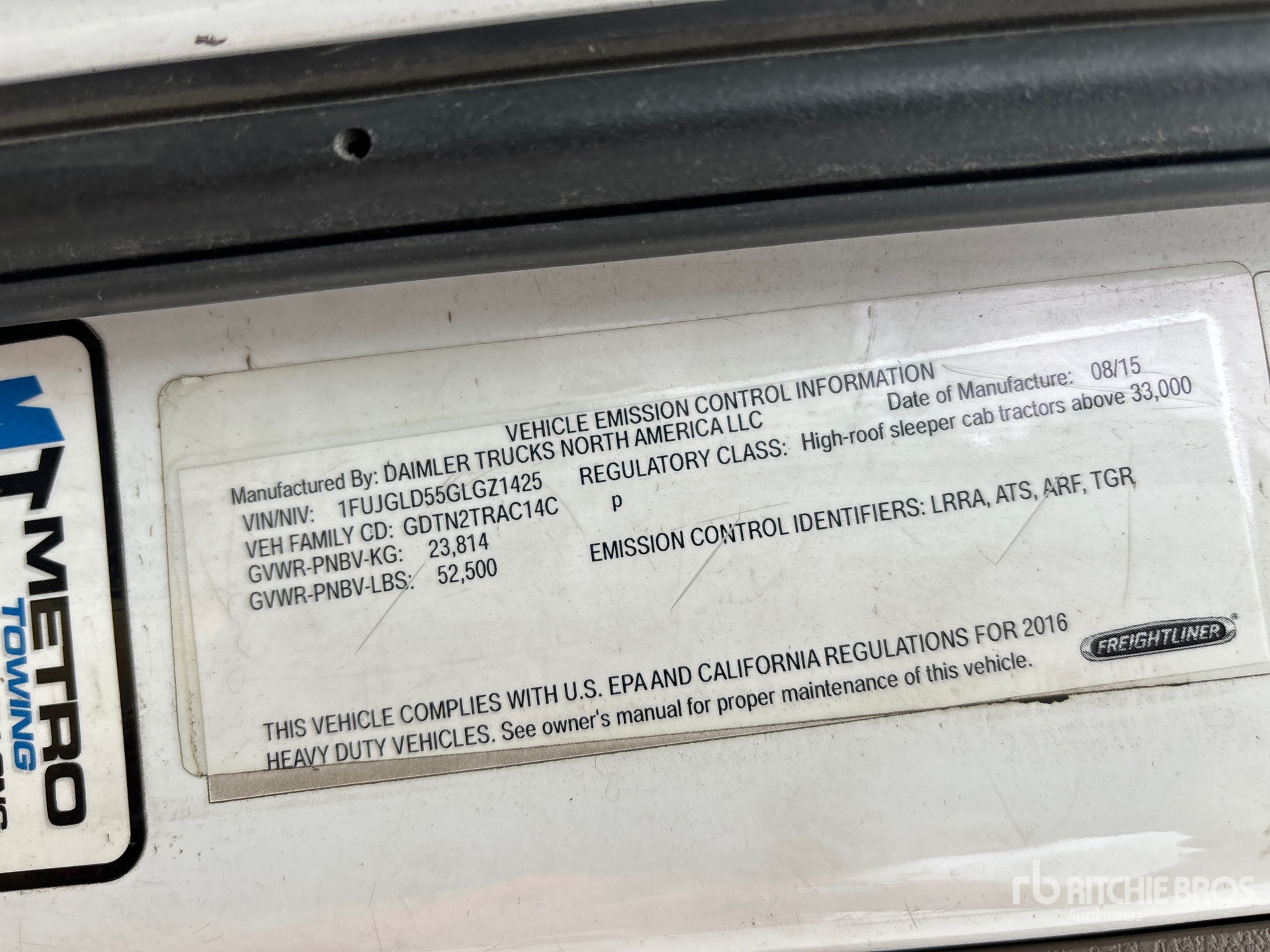 General Appearance with Serial Number / VIN