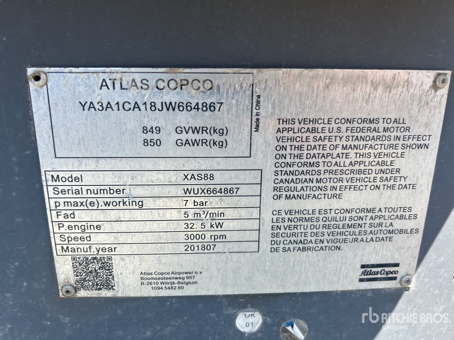 General Appearance with Serial Number / VIN