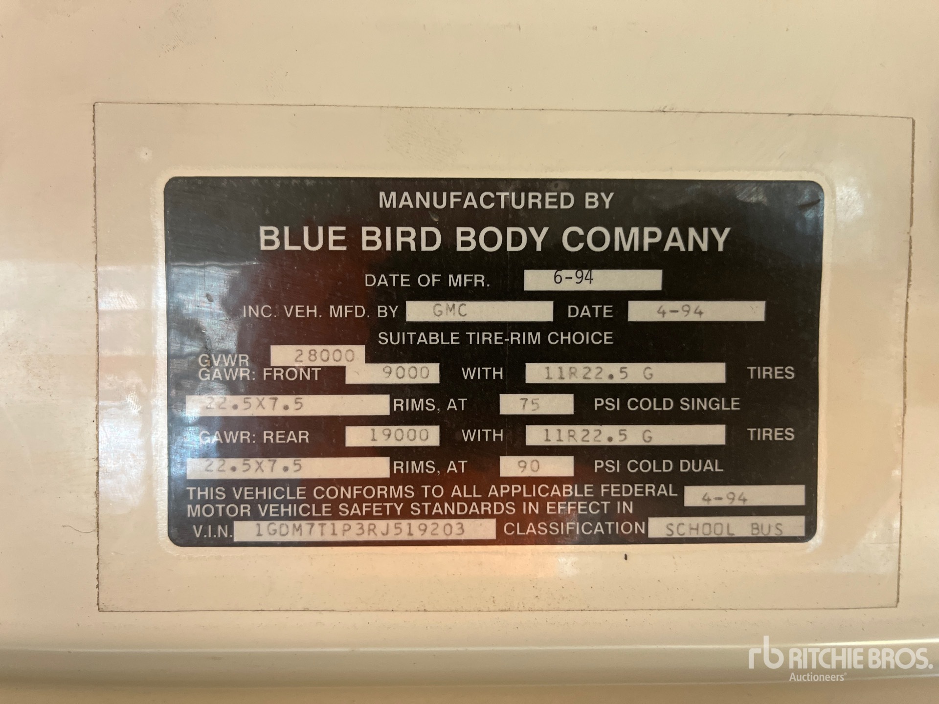 General Appearance with Serial Number / VIN