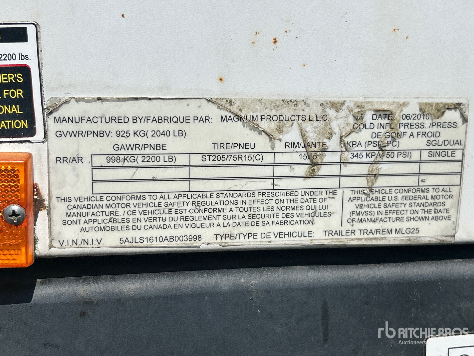 General Appearance with Serial Number / VIN