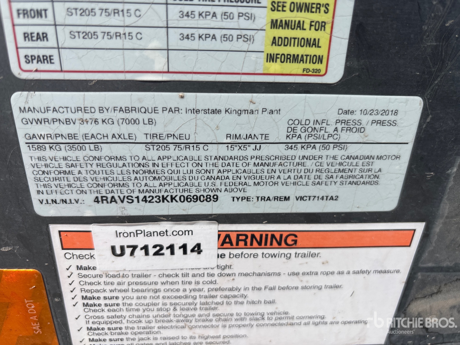 General Appearance with Serial Number / VIN