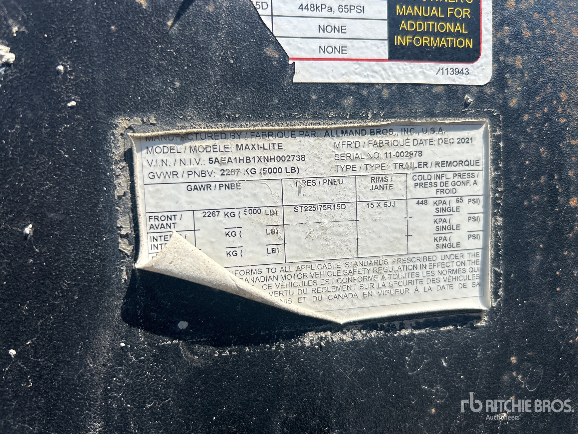 General Appearance with Serial Number / VIN
