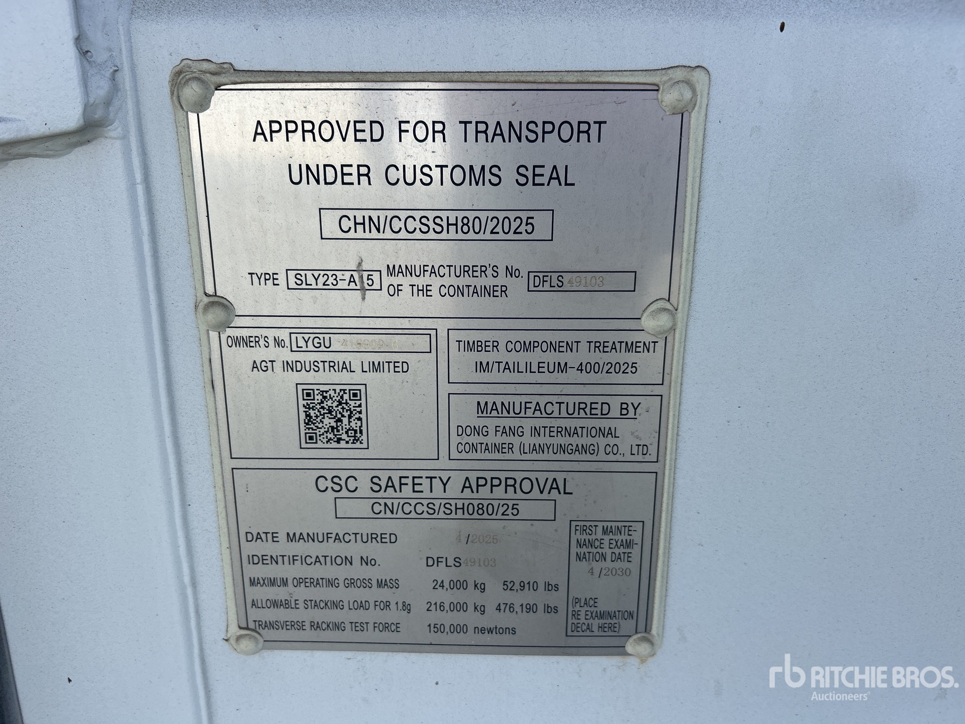 General Appearance with Serial Number / VIN