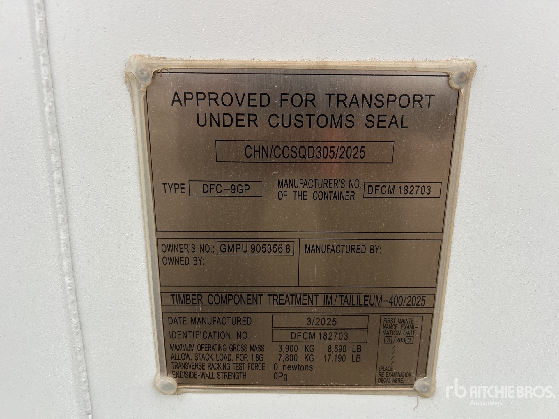 General Appearance with Serial Number / VIN