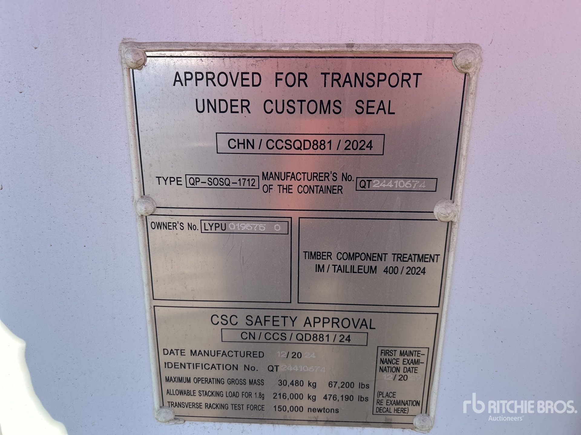General Appearance with Serial Number / VIN