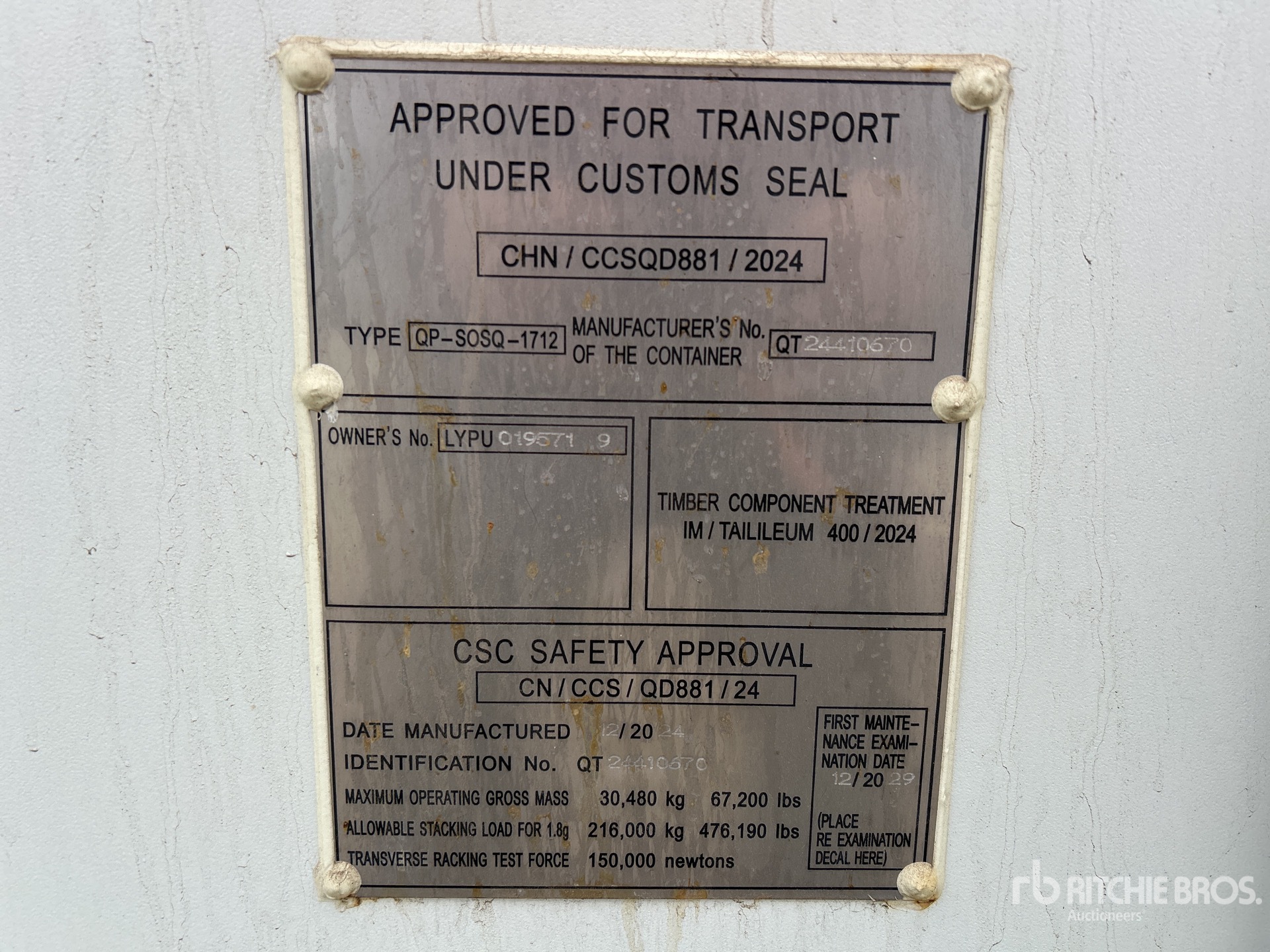 General Appearance with Serial Number / VIN