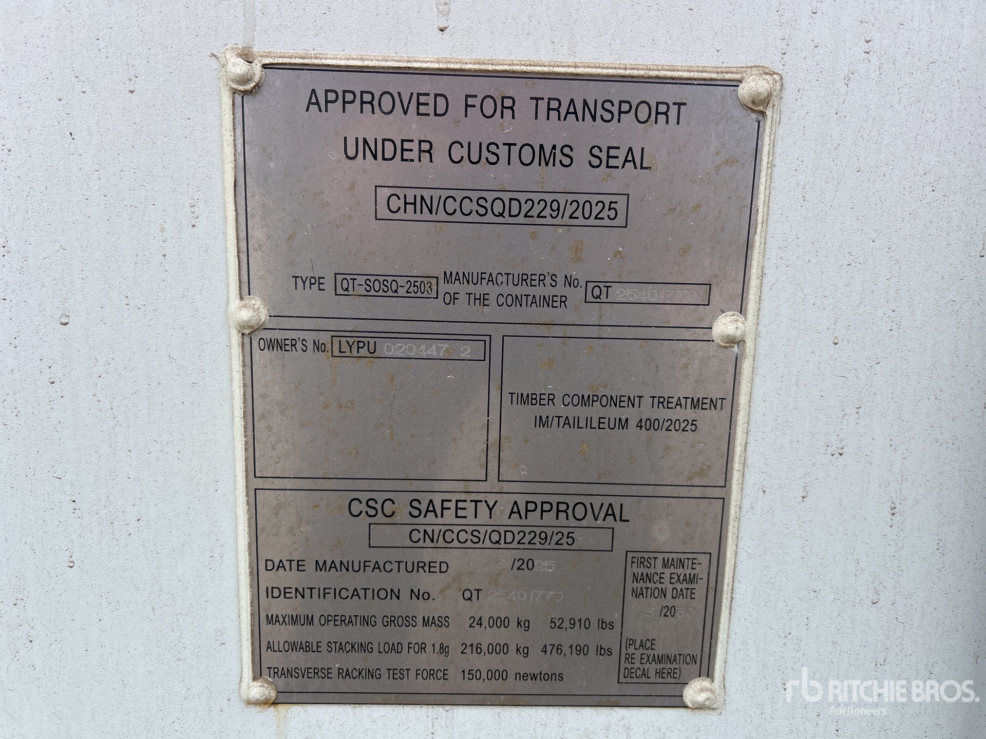 General Appearance with Serial Number / VIN