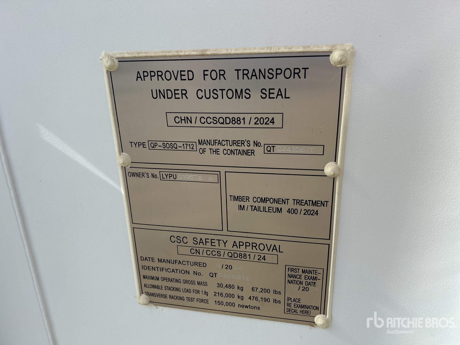General Appearance with Serial Number / VIN