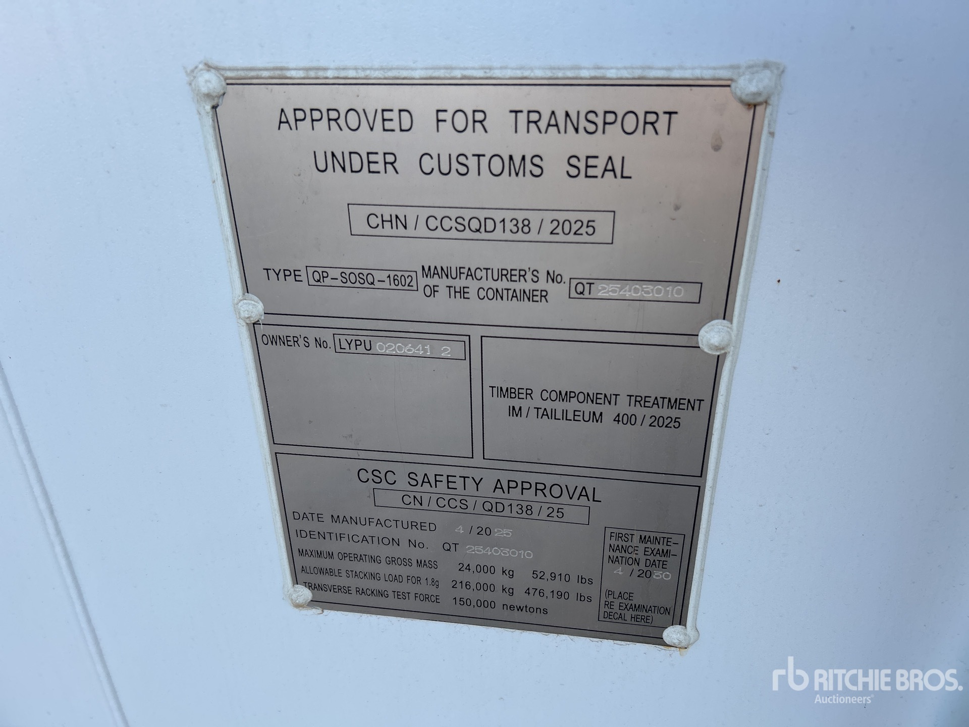 General Appearance with Serial Number / VIN