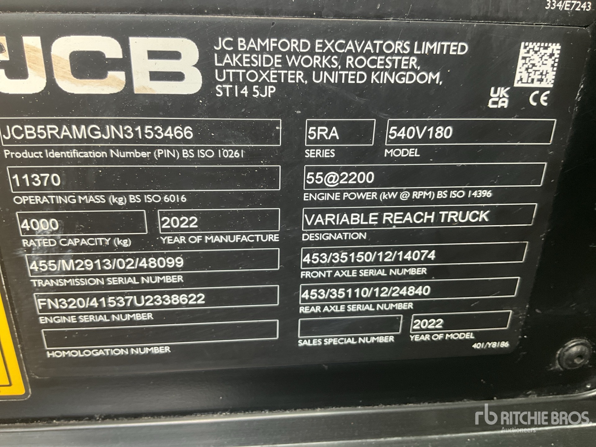 General Appearance with Serial Number / VIN