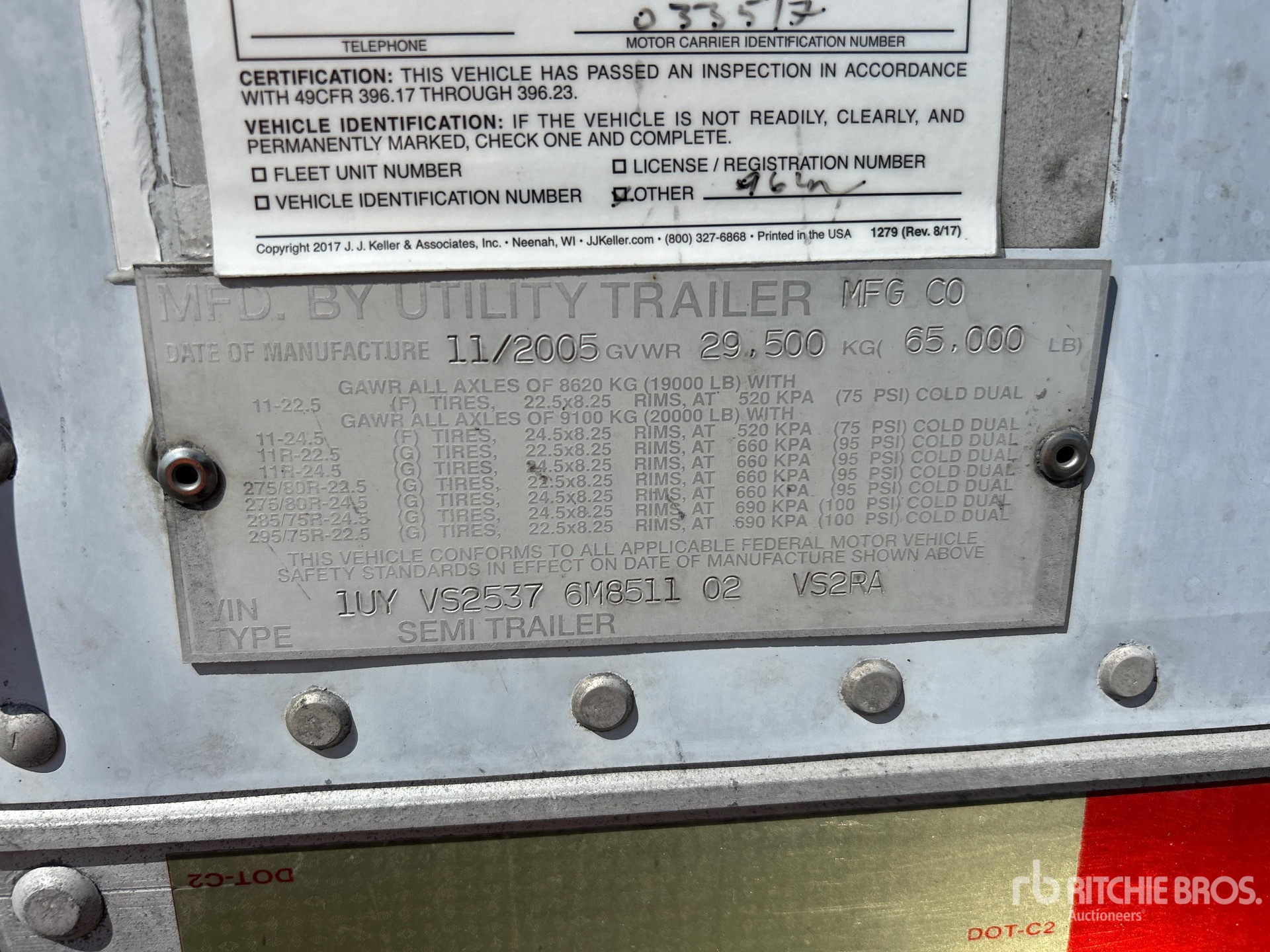 General Appearance with Serial Number / VIN