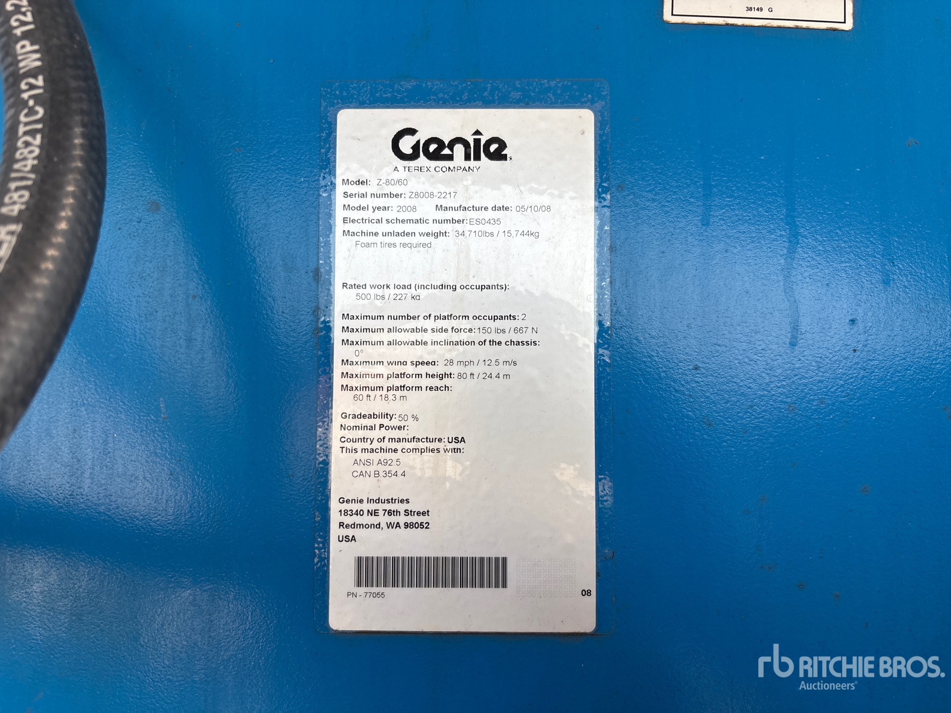 General Appearance with N.º de serie/VIN