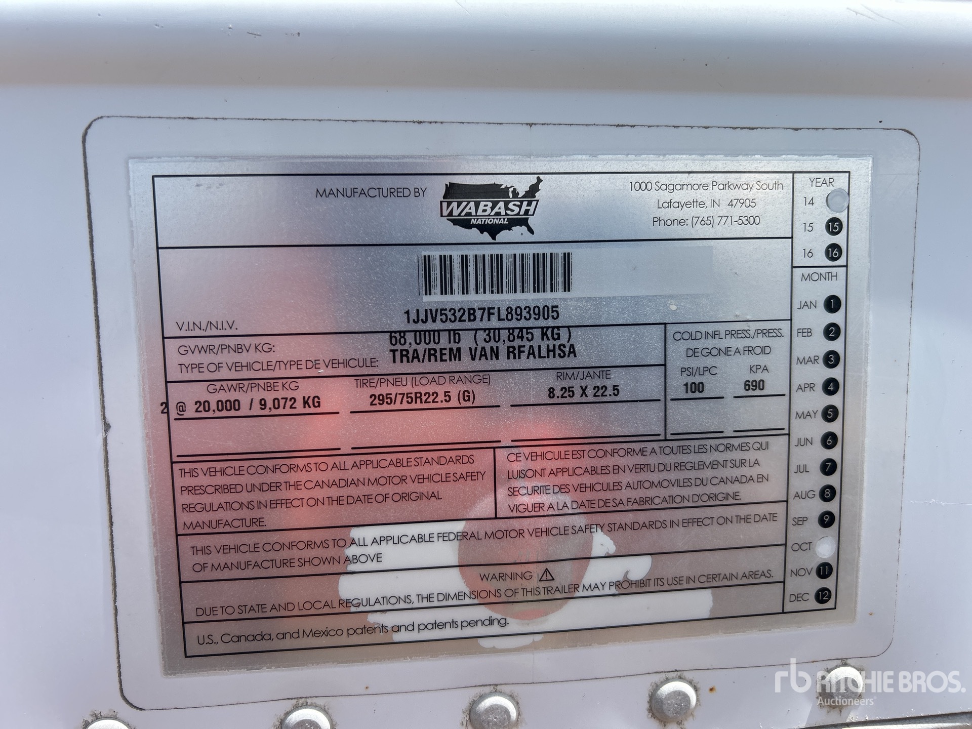 General Appearance with Serial Number / VIN