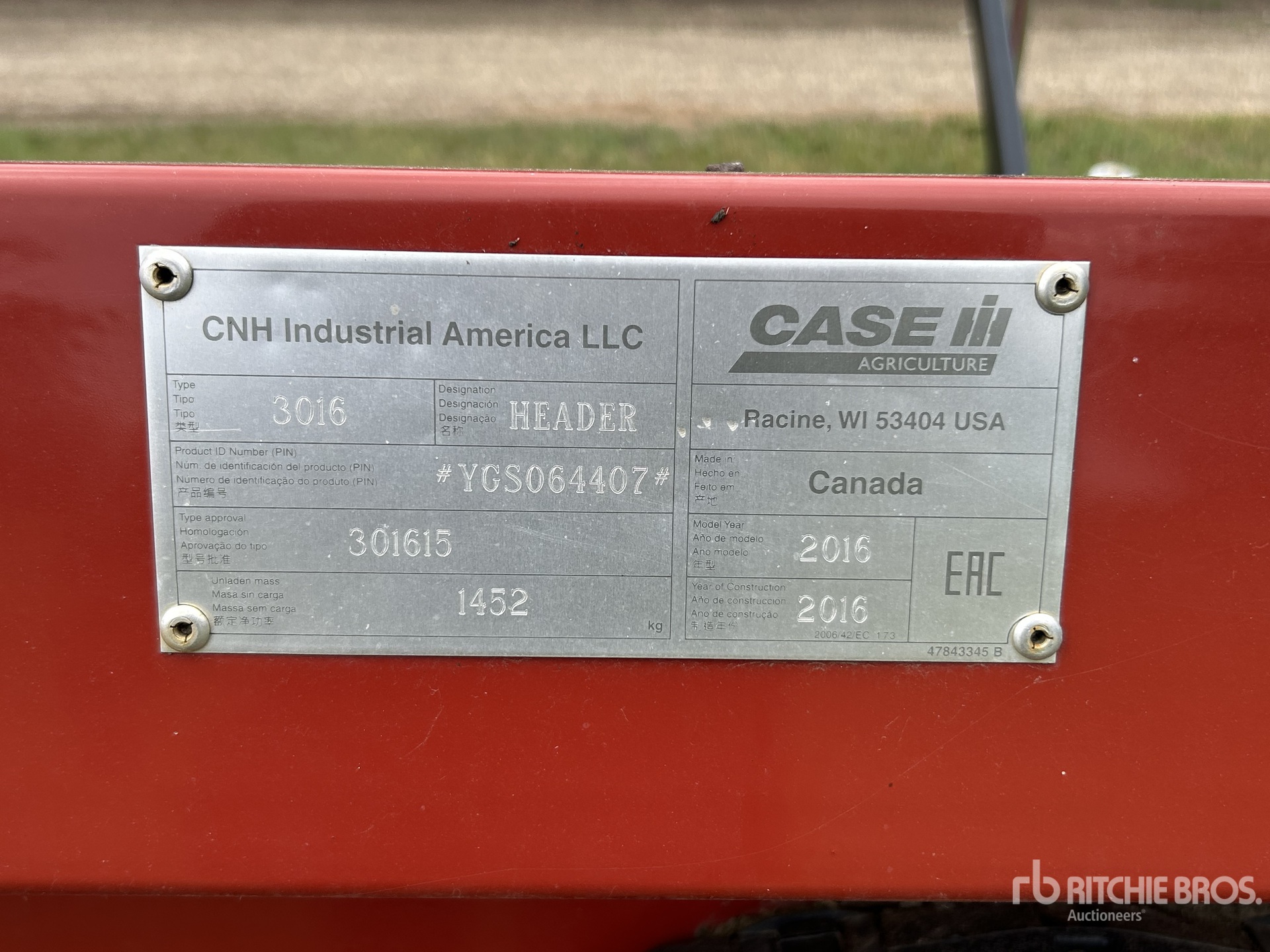 General Appearance with Serial Number / VIN