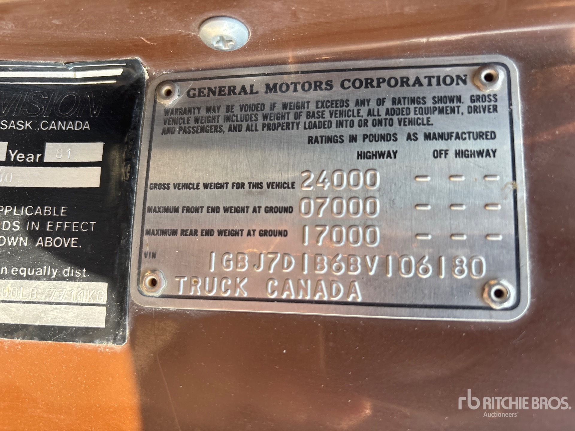 General Appearance with Serial Number / VIN