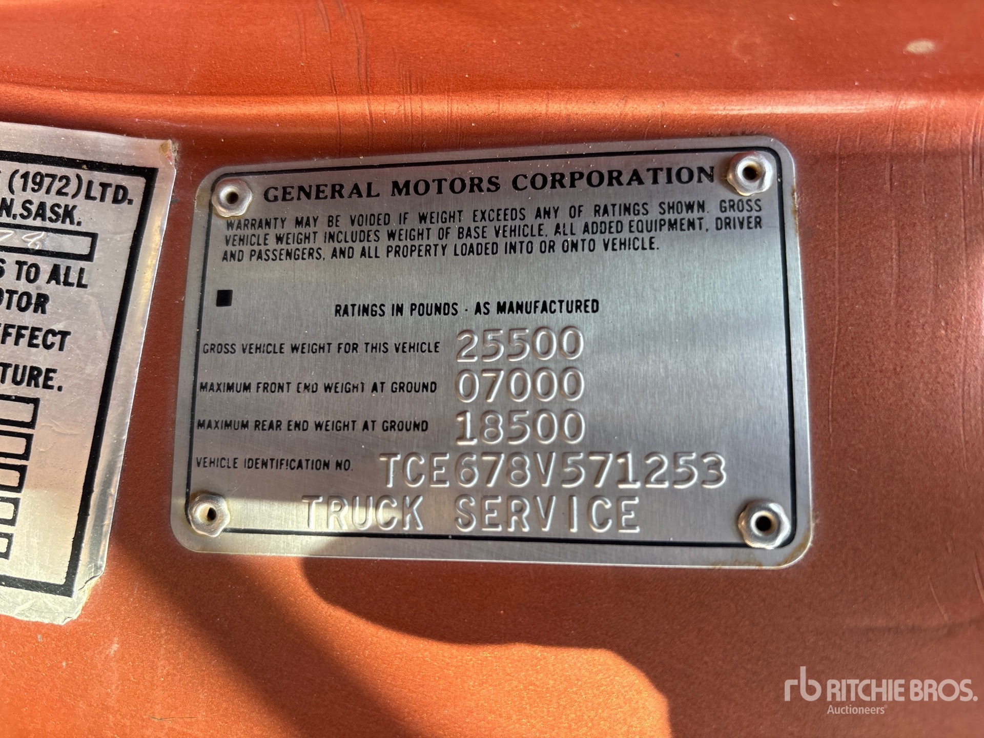 General Appearance with Serial Number / VIN