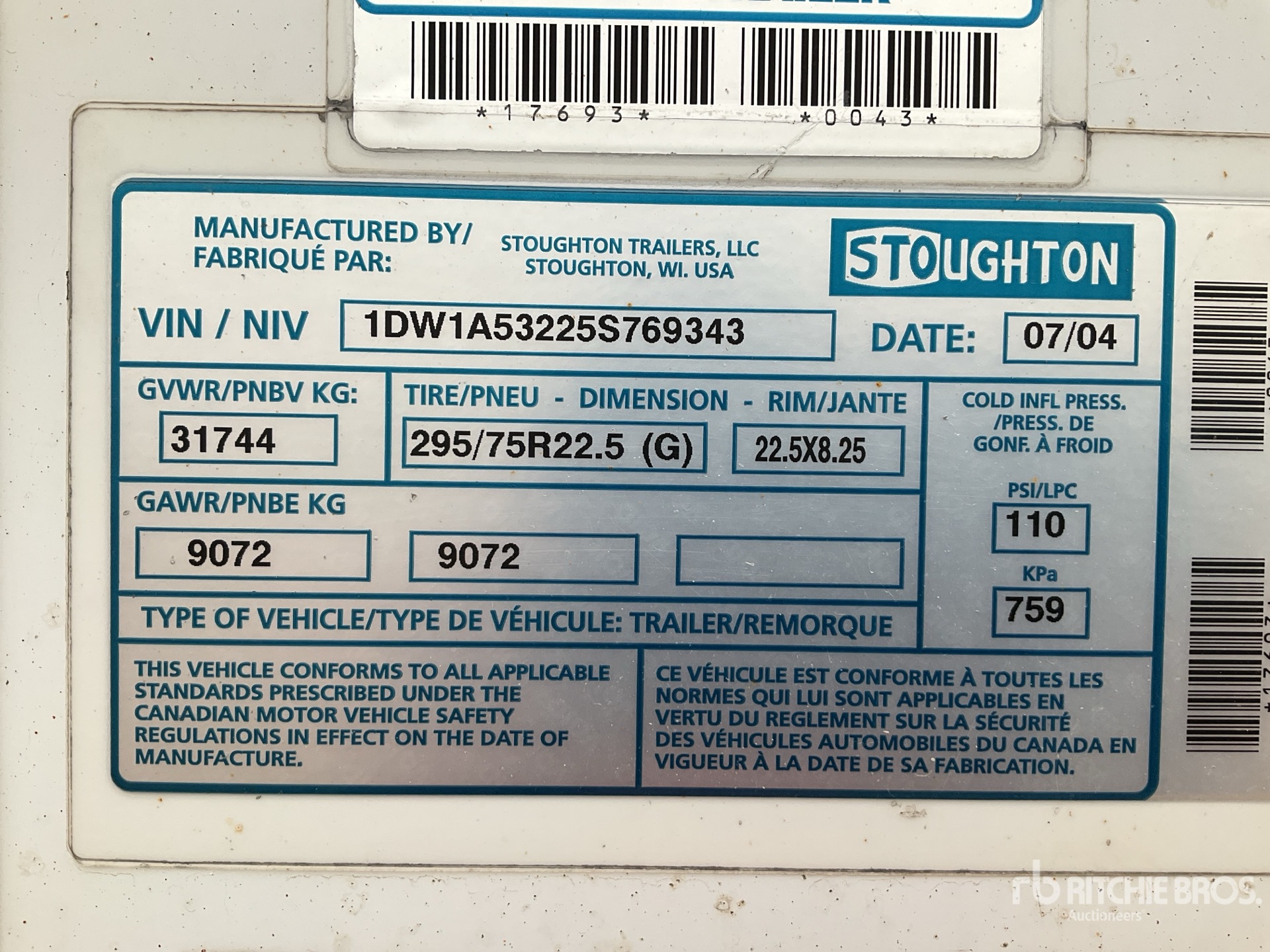 General Appearance with Serial Number / VIN