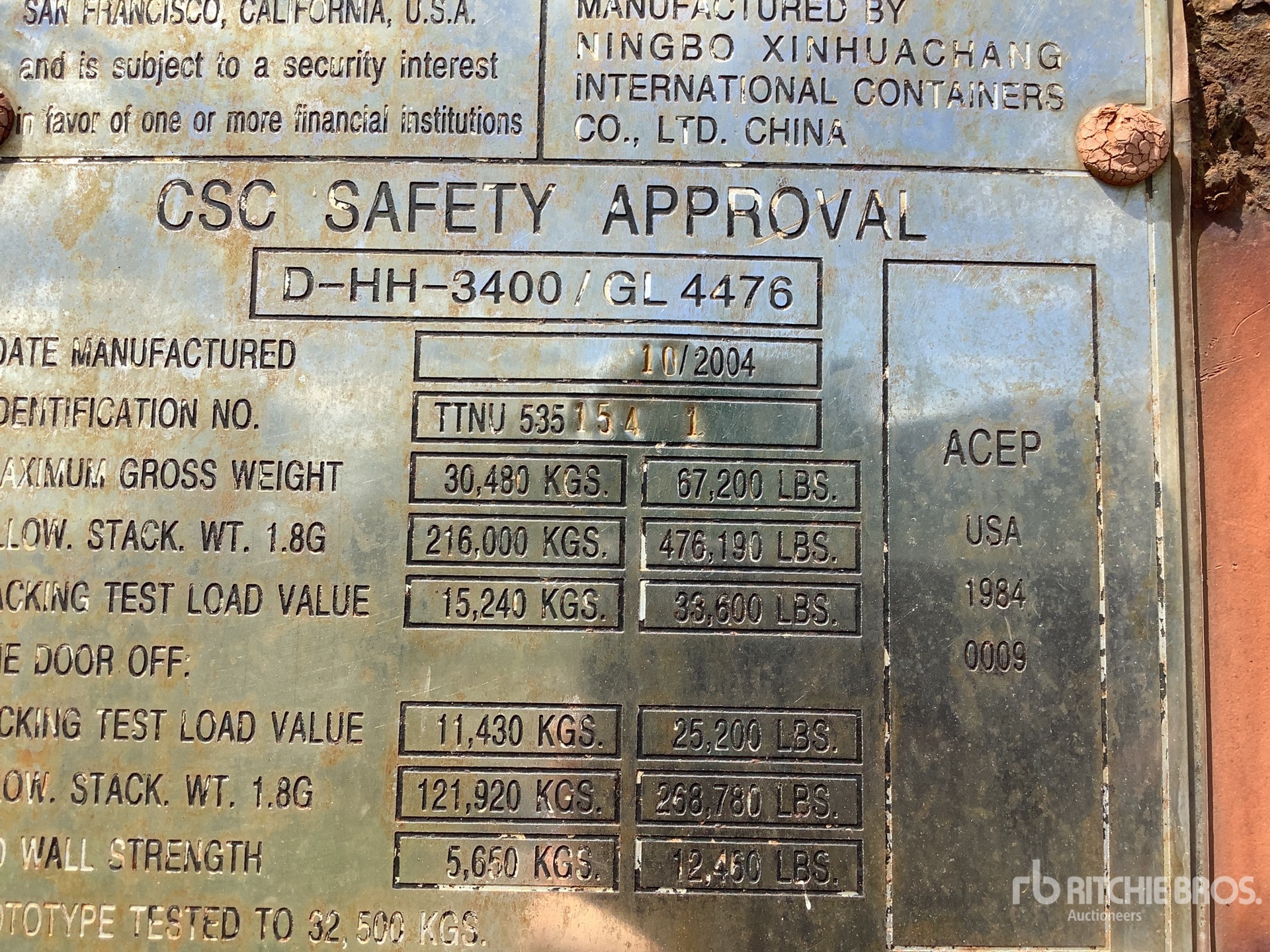 General Appearance with Serial Number / VIN
