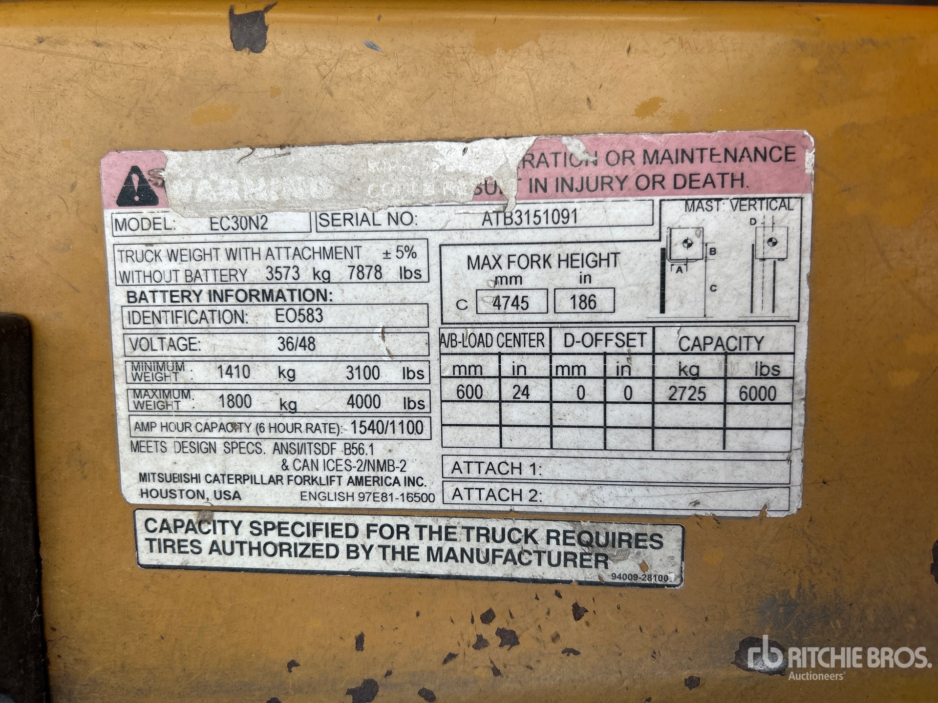 General Appearance with Serial Number / VIN