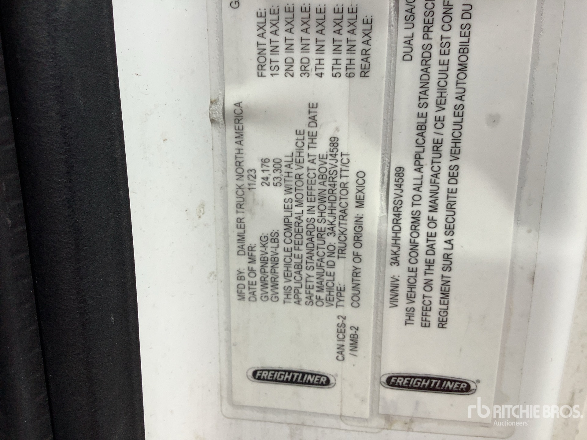 General Appearance with Serial Number / VIN