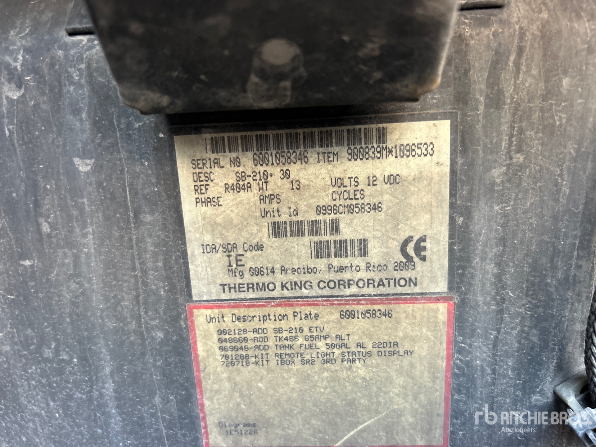 General Appearance with Refrigeration Unit Serial Number