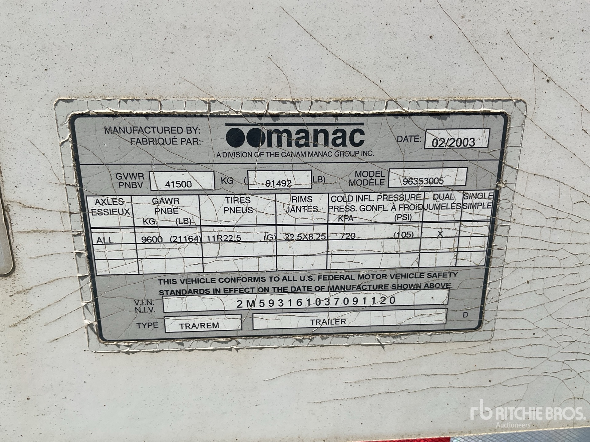 General Appearance with Serial Number / VIN
