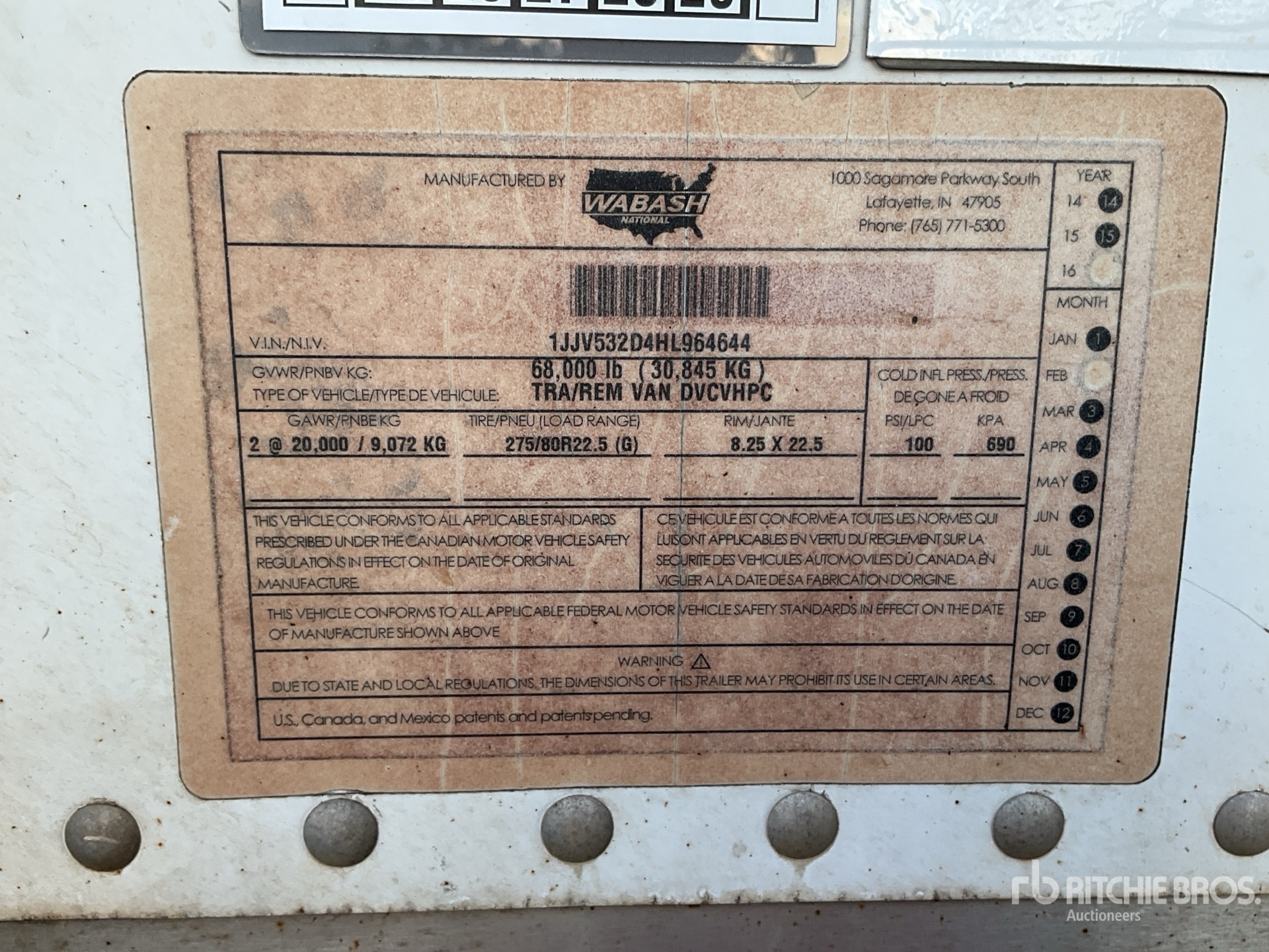 General Appearance with Serial Number / VIN