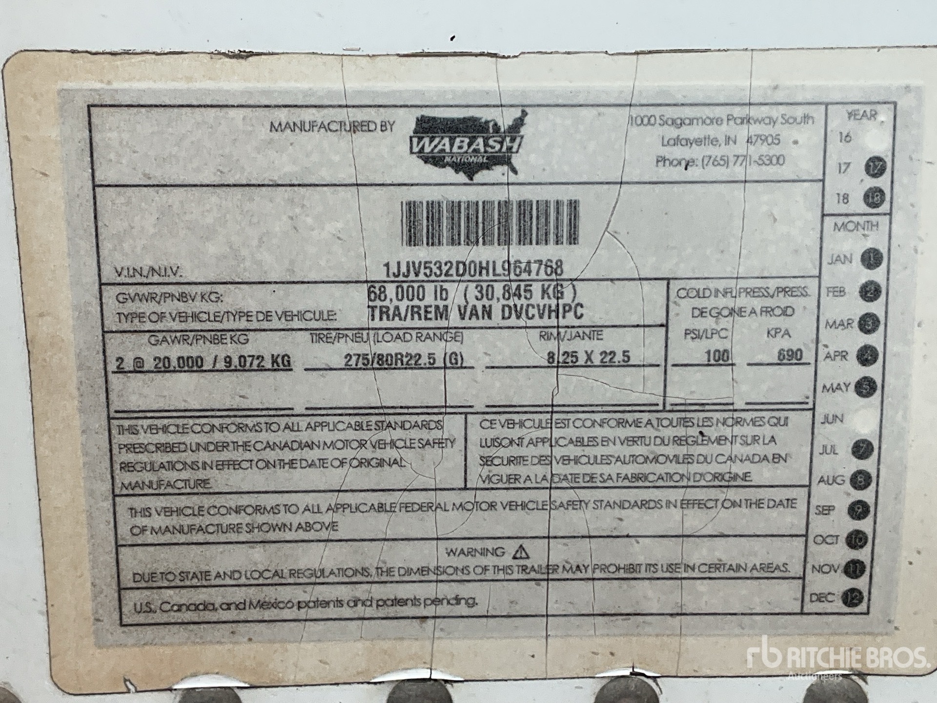 General Appearance with Serial Number / VIN