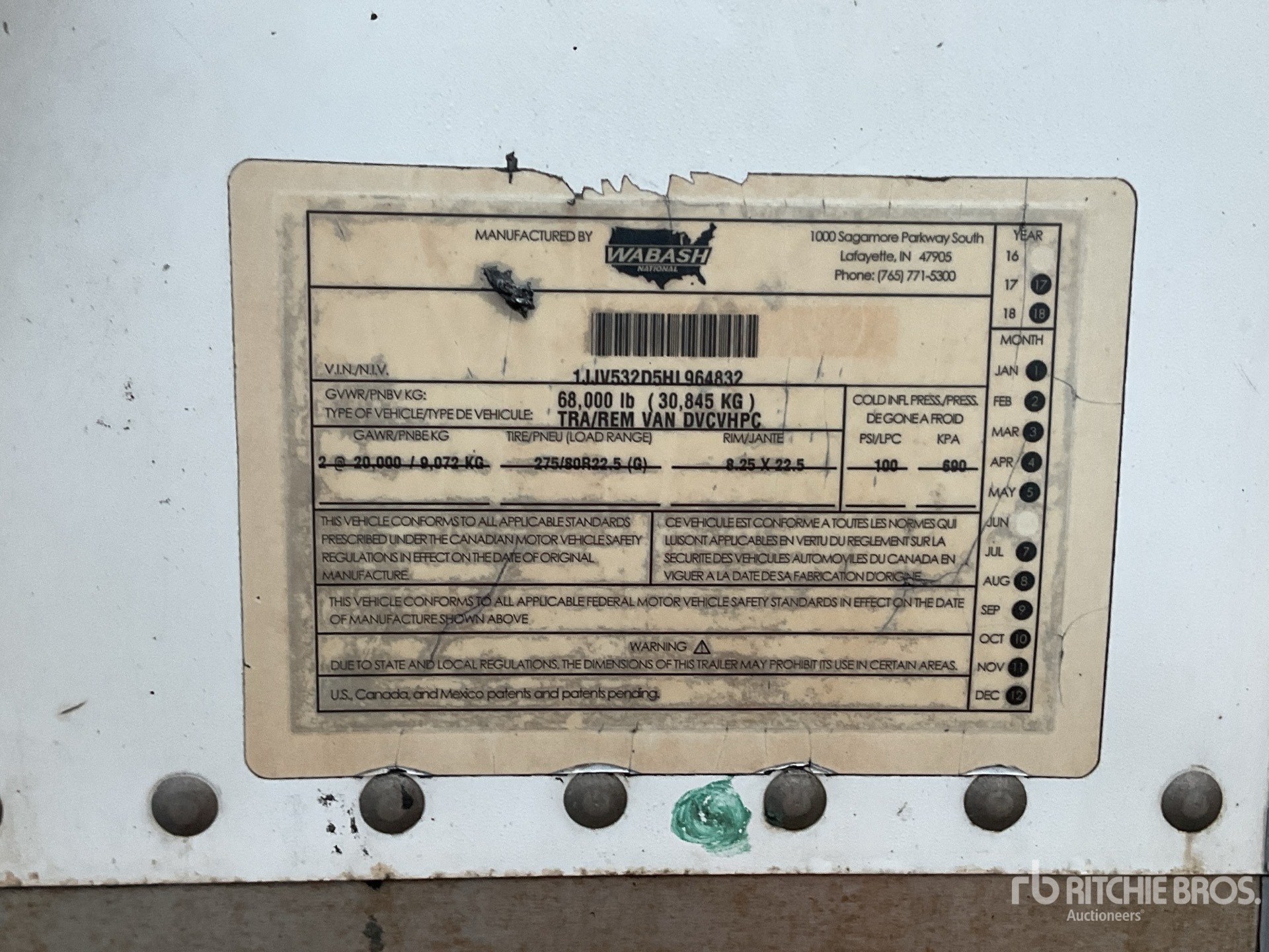 General Appearance with Serial Number / VIN