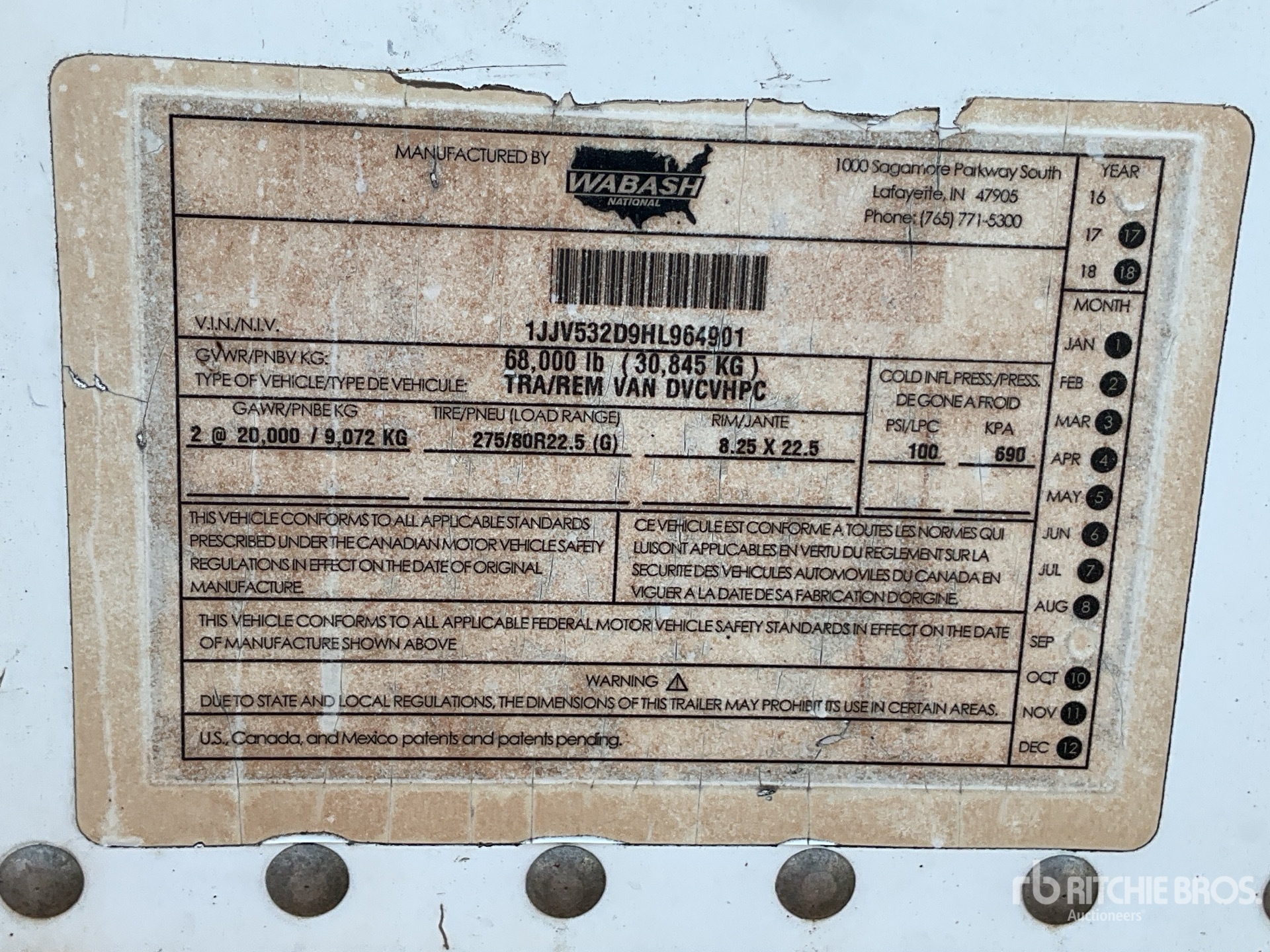 General Appearance with Serial Number / VIN