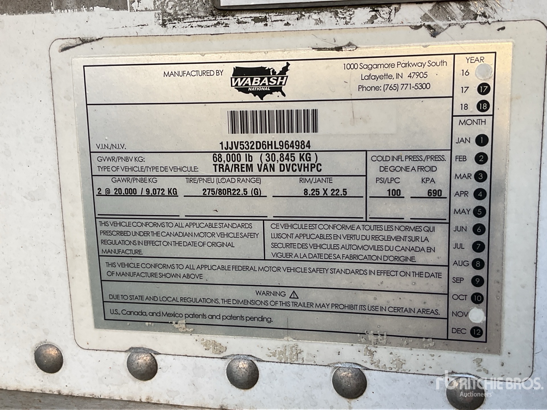 General Appearance with Serial Number / VIN